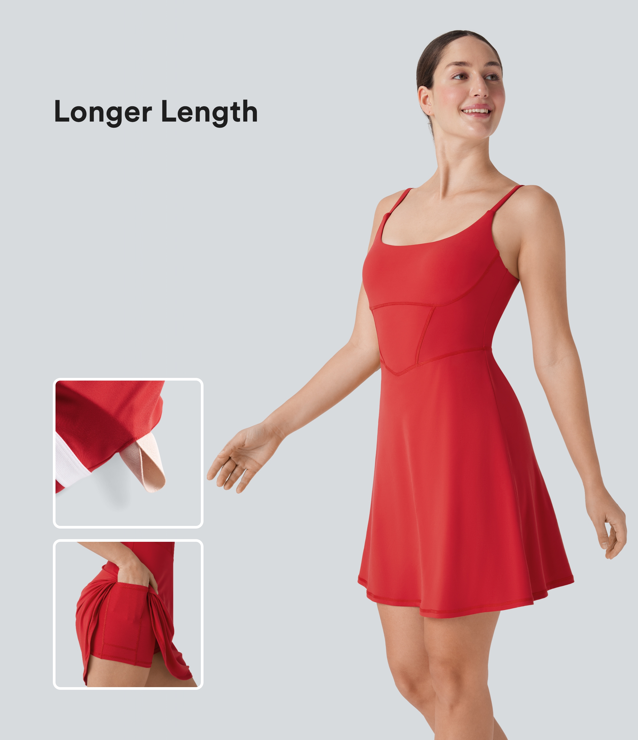 Mars Red Softlyzero™ Plush Corset, Backless, 2-in-1 Mini Casual Dress with Side Pocket, Longer Length / 1