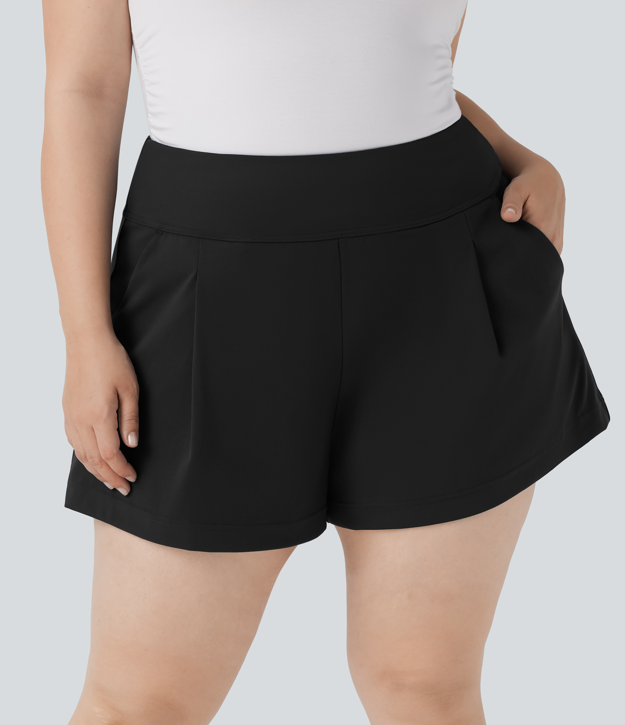 DayStretch - Arbeits-Shorts mit hohem Bund und Seitentaschen - Plus Size