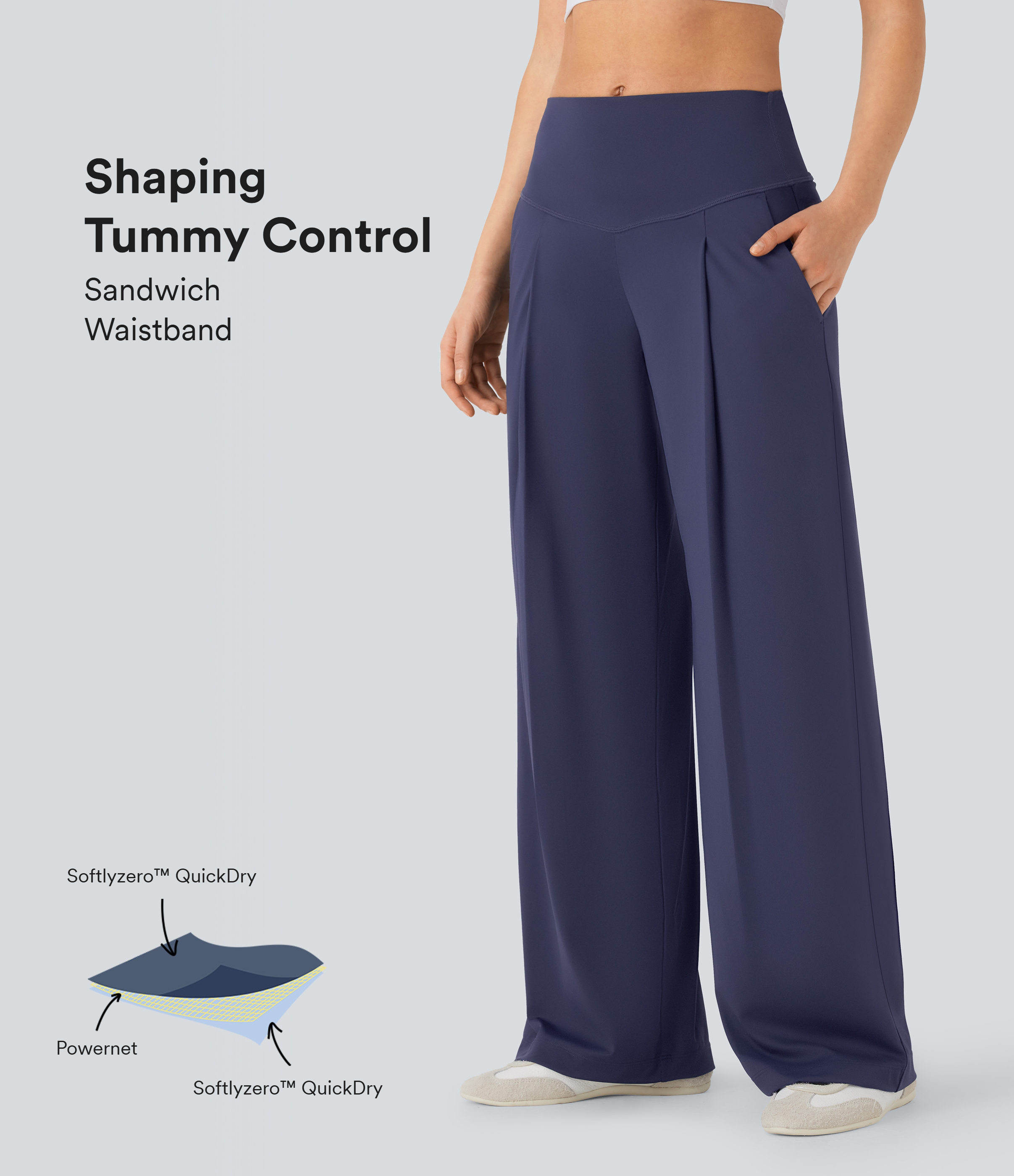 Pantalón Softlyzero™ QuickDry SoCinched yoga tiro alto control abdomen pierna recta bolsillo