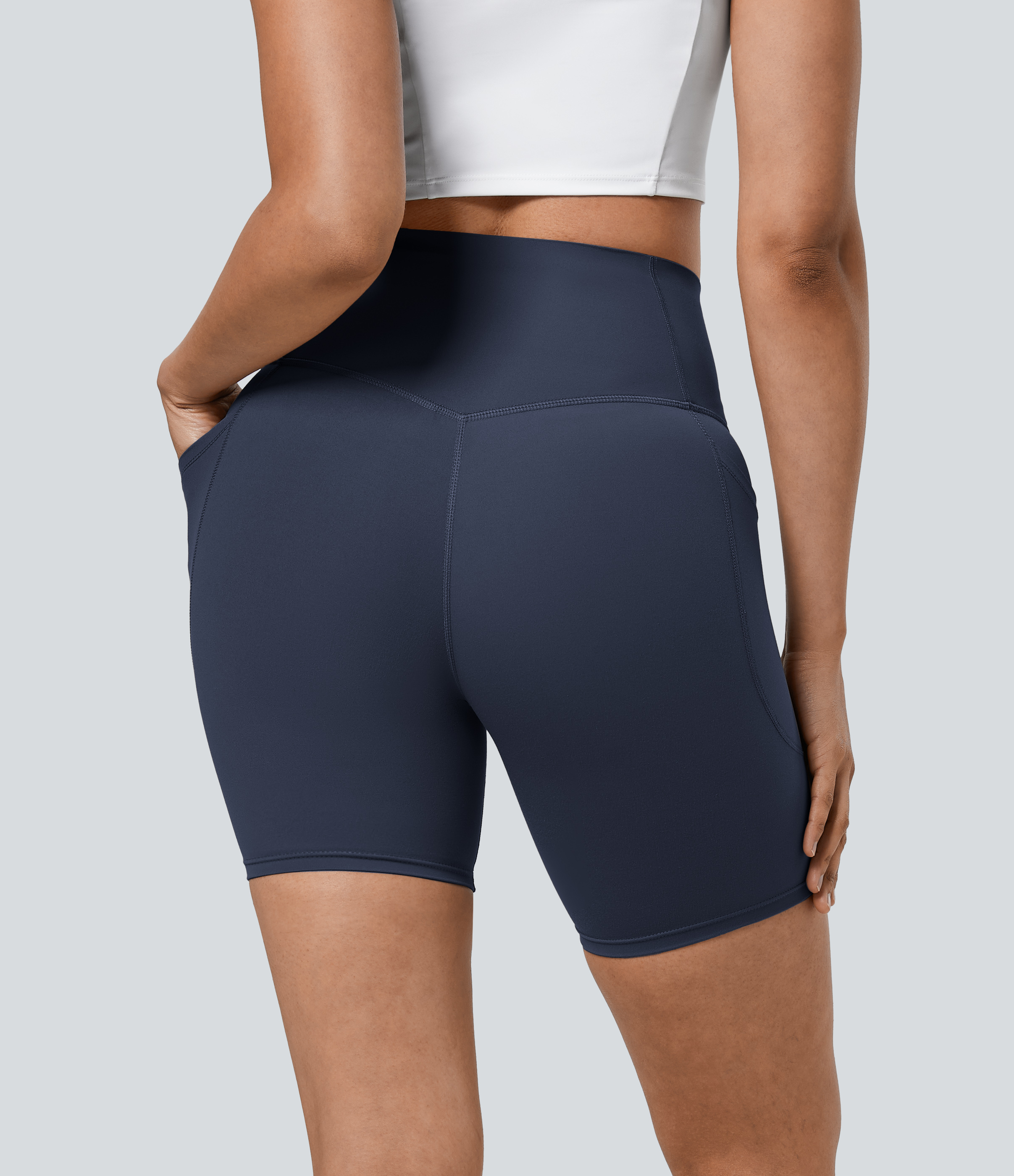 Mood Indigo Halara UltraSculpt™ Short cycliste d'entraînement gainant à taille haute, contrôle du ventre, avec poche, 7'' / 2