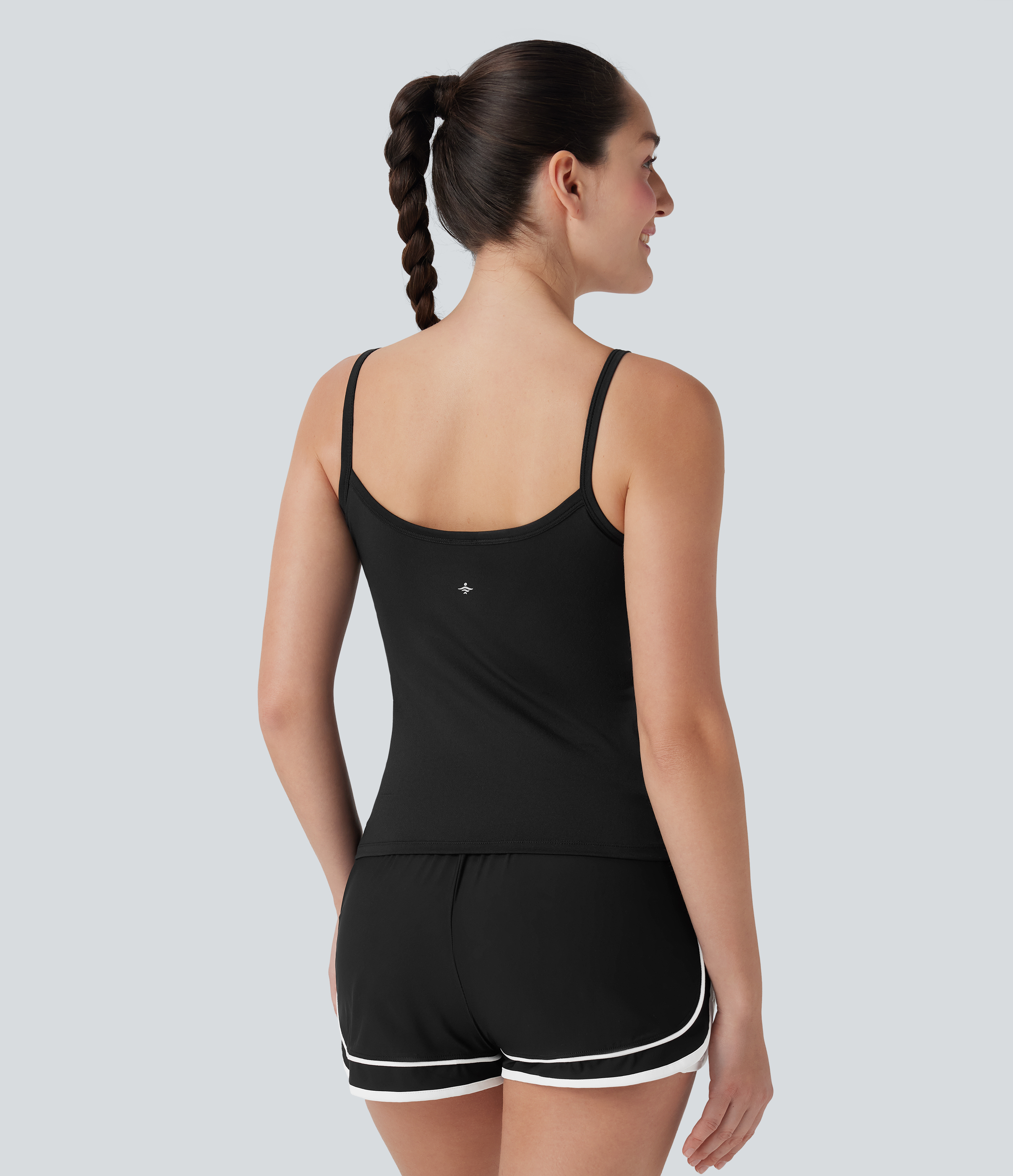 Black Schlichtes Workout-Camisole-Top mit Seitentaschen / 2