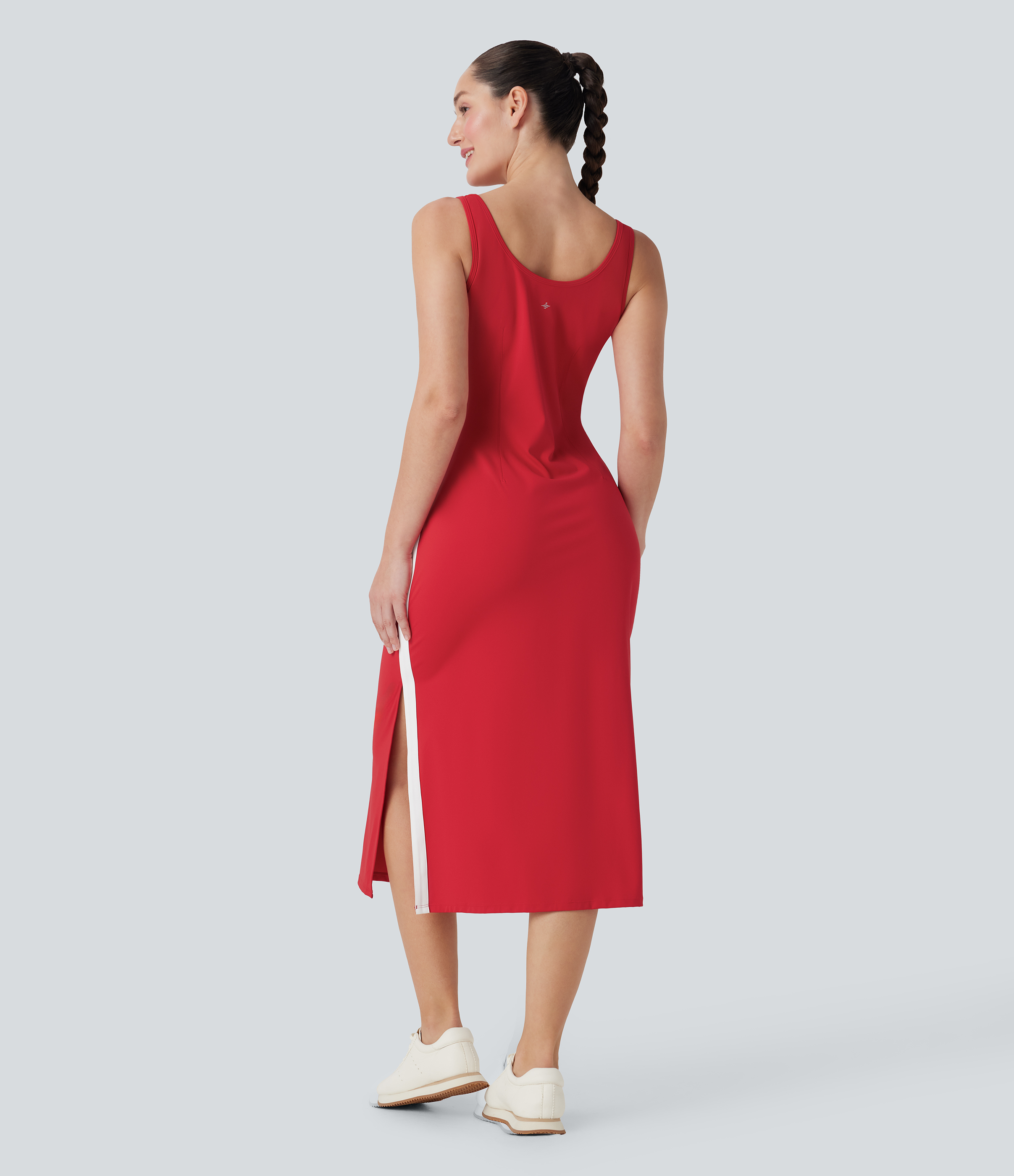 Mars Red Vestido deportivo Softlyzero™ Airy con bloques de color, dobladillo dividido y tacto fresco con bolsillos - UPF 50+ / 2
