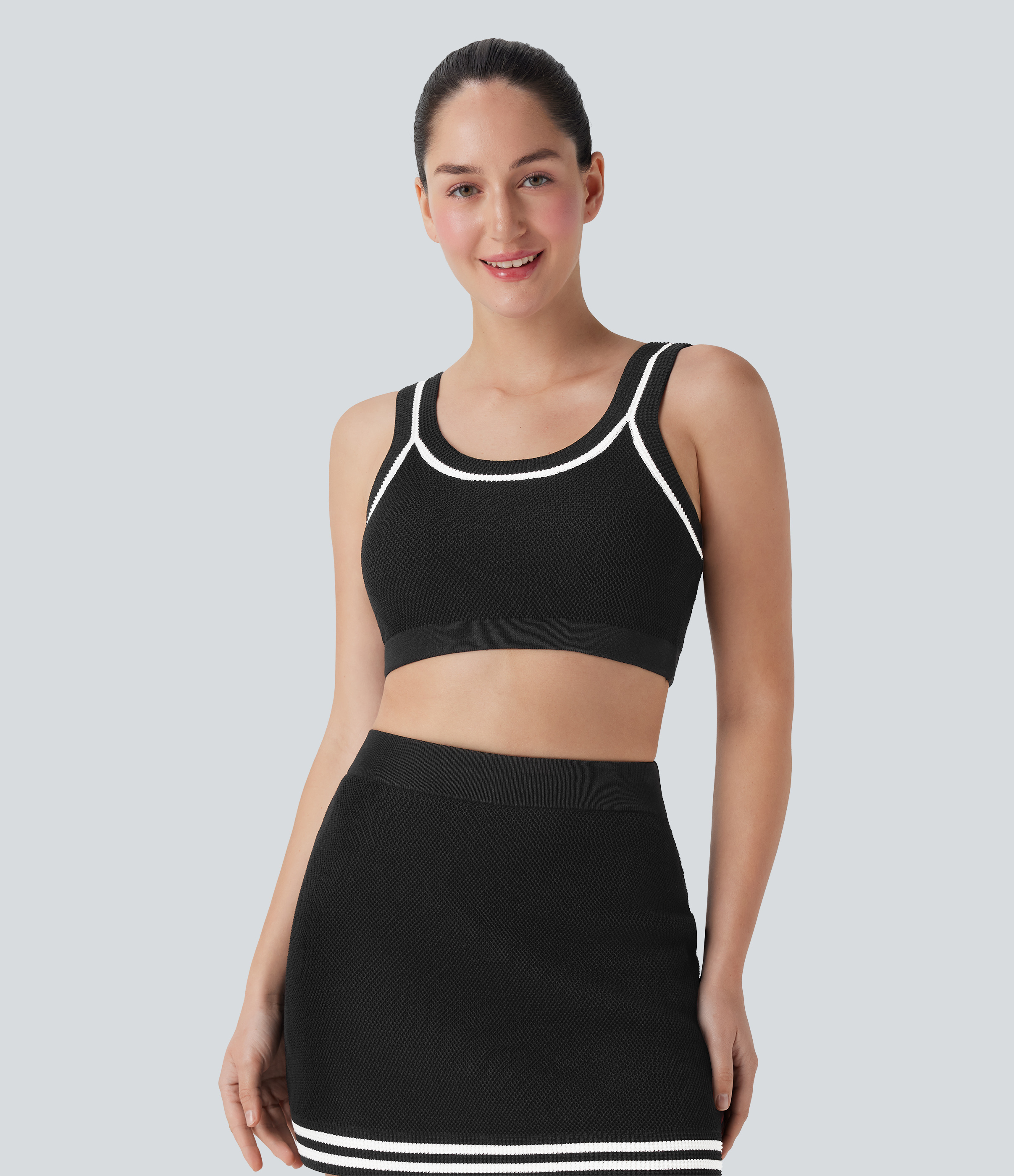 Color Block Cropped Casual Sweater Knit Tank Top