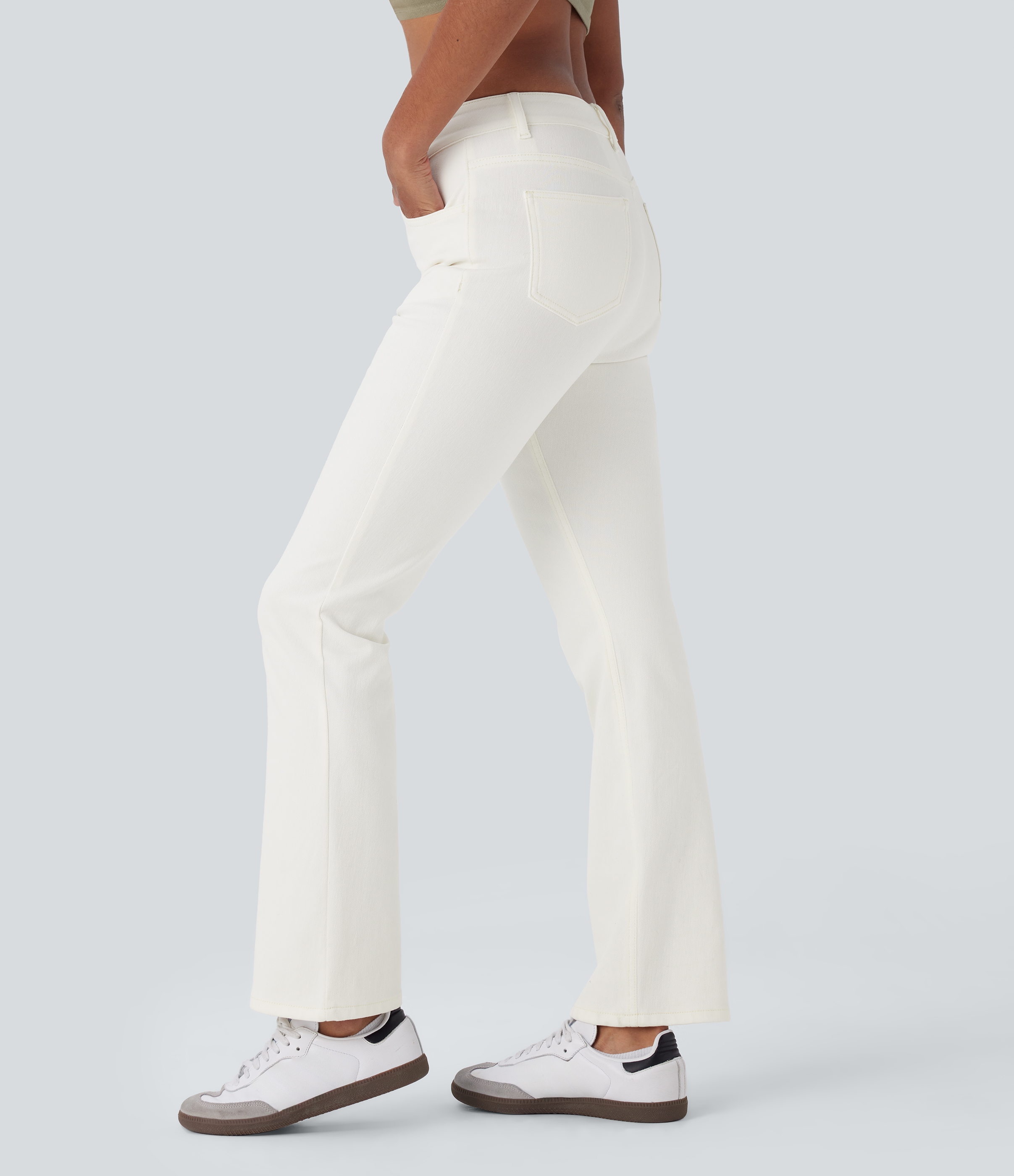 Halara Flex™ High Waisted Pockets Washed Casual Bootcut Jeans