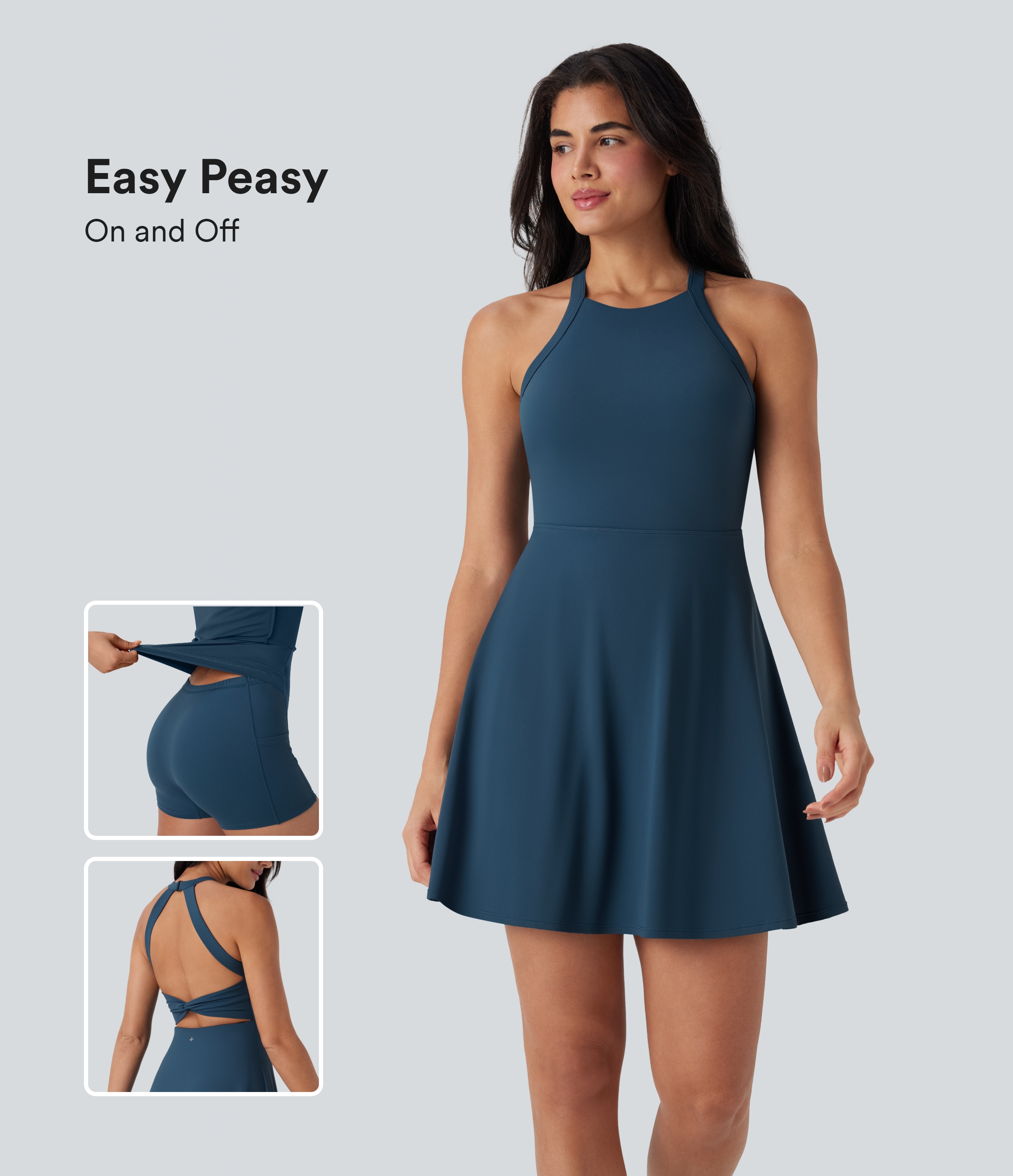 Vestido deportivo de baile Softlyzero™, aireado, sin espalda, con efecto retorcido y tacto fresco – Easy Peezy