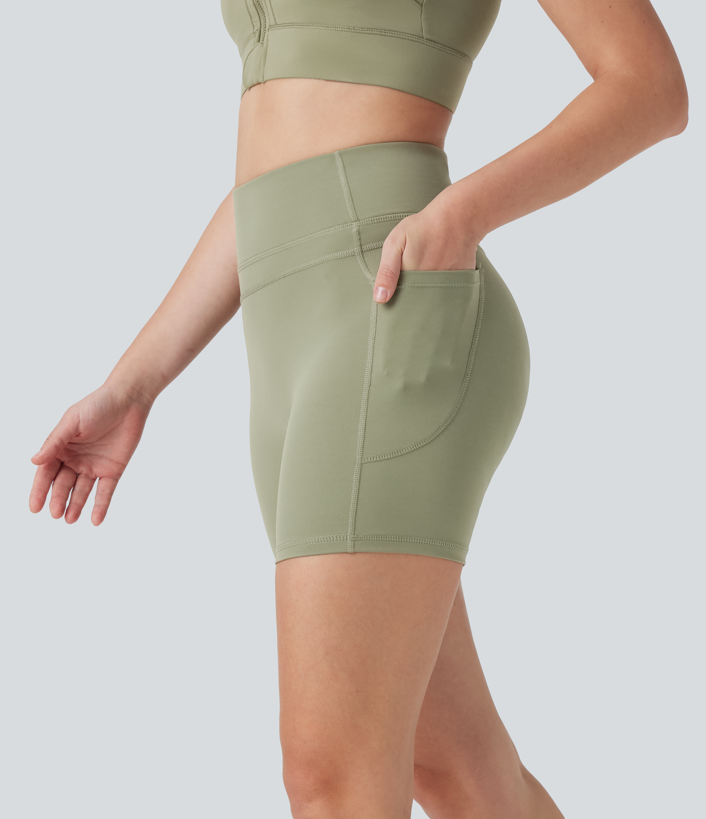 High Waisted Training Bike Running Shorts 5'' with Pockets