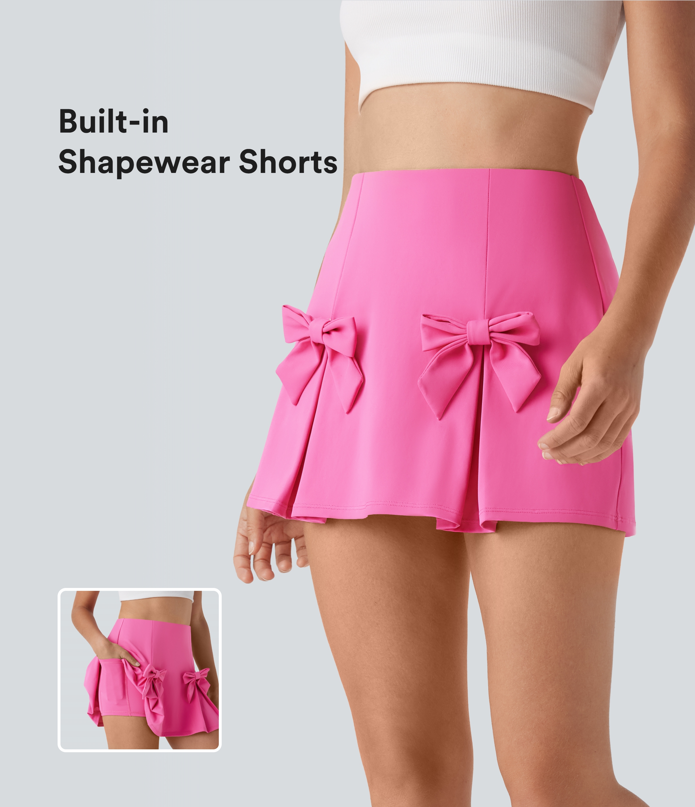Falda casual Softlyzero™de secado rápido con tiro alto, lazo extraíble y efecto reductor de abdomen con shorts moldeadores incorporados