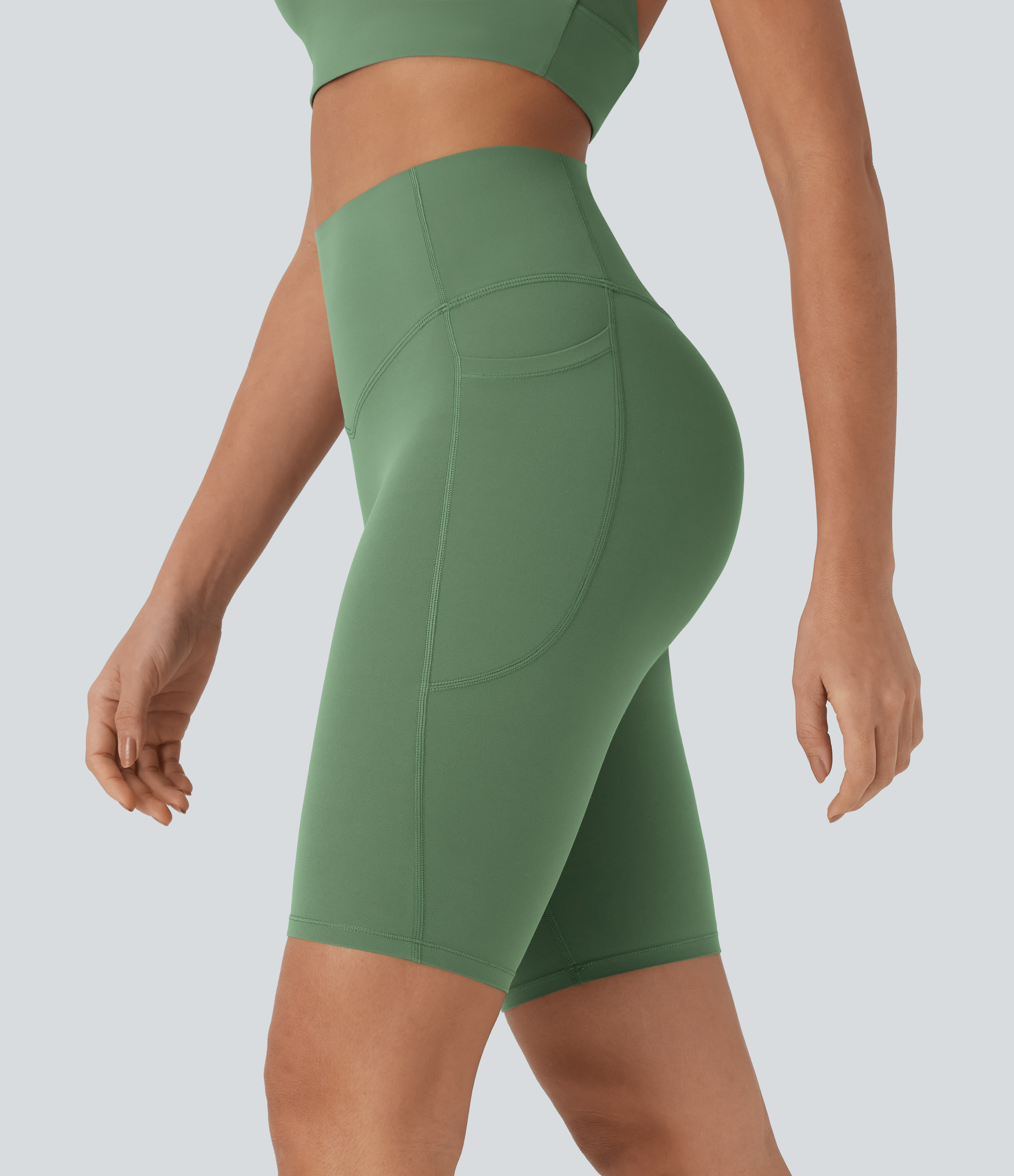 Halara UltraSculpt™ High Waisted Tummy Control Pocket Shaping Training Biker Shorts 9''