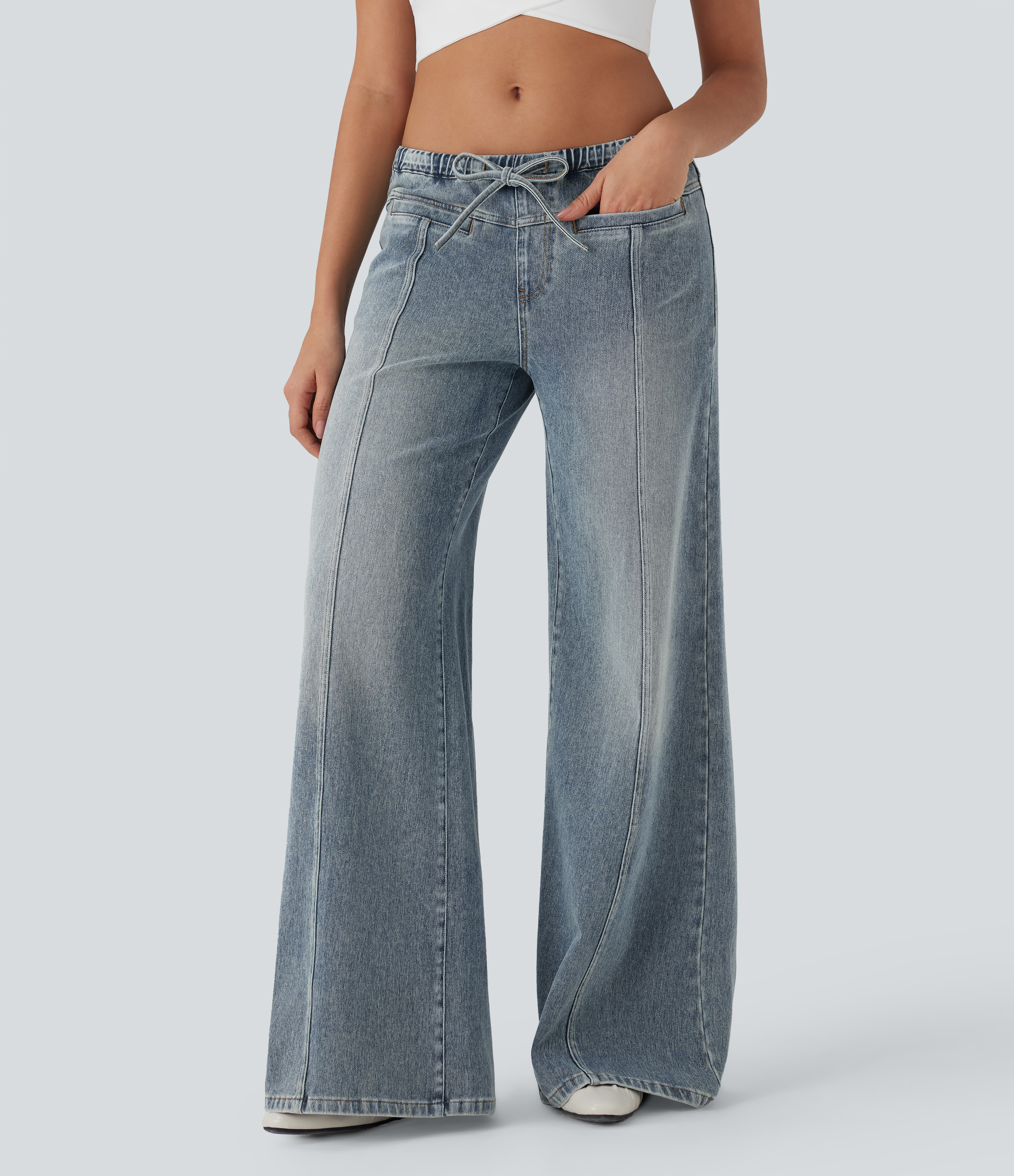 Vaqueros Elásticos De Estilo BOOTCUT Azul Desgastado • 24.99