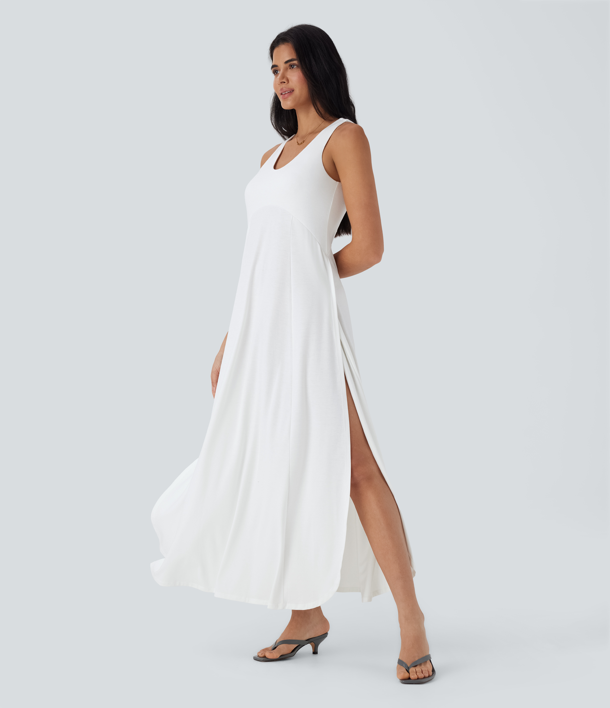 U Neck Flowy Maxi Casual Tank Dress