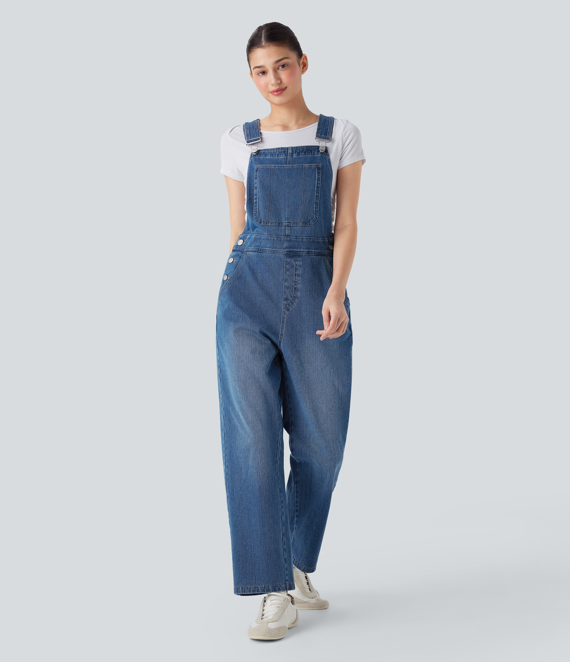 Halara Flex™ Straight Leg Denim Casual Overalls with Pockets