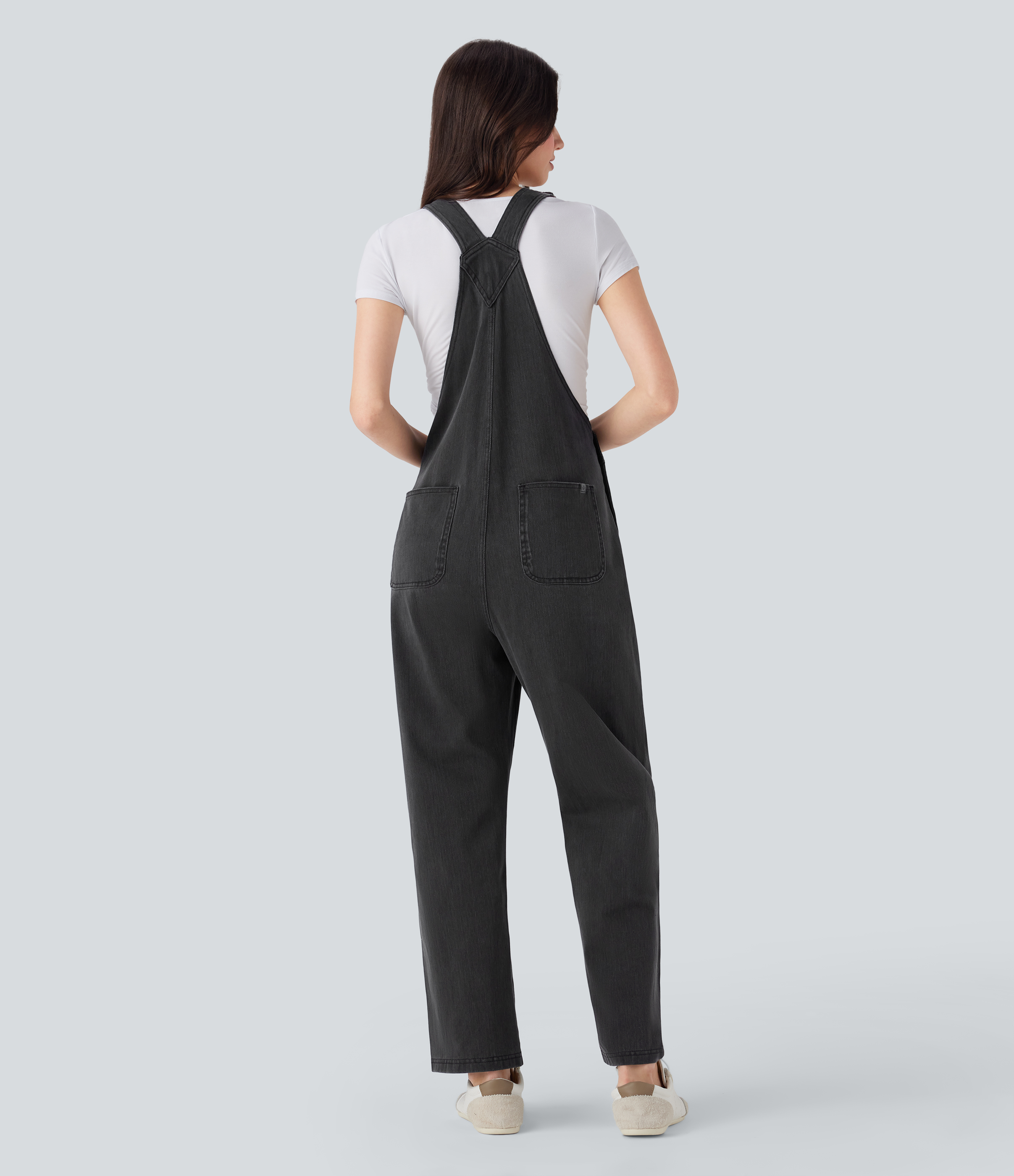 Phantom Denim Jumpsuit Halara Flex™ Denim mezclilla elástica botón pierna recta múltiple bolsillo / 2