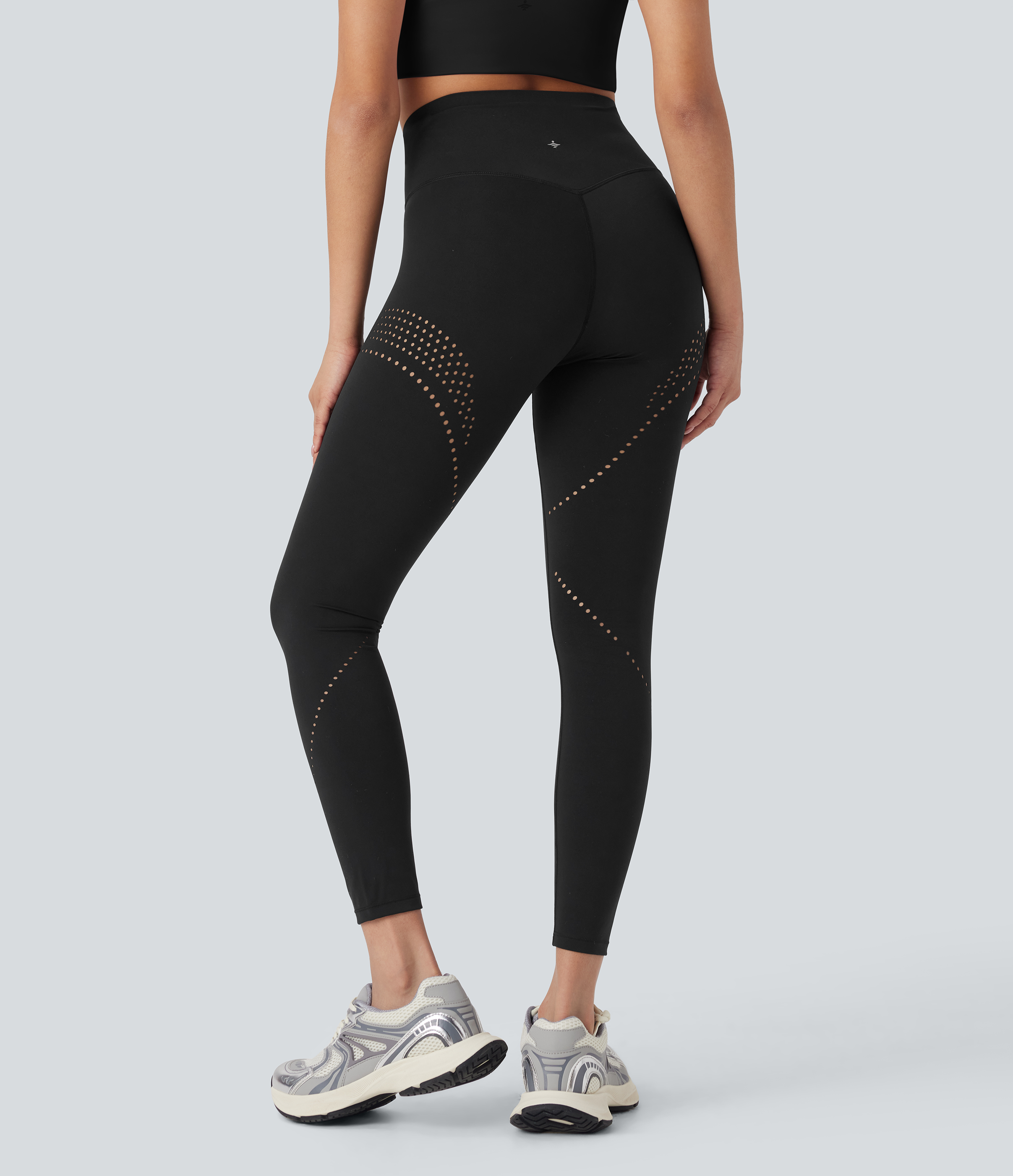 Negro Leggings de yoga Halara UltraSculpt™ Refrescante UPF50+ con secado rápido y tiro alto con moldeador de abdomen, transpirabilidad y perforaciones laterales / 2