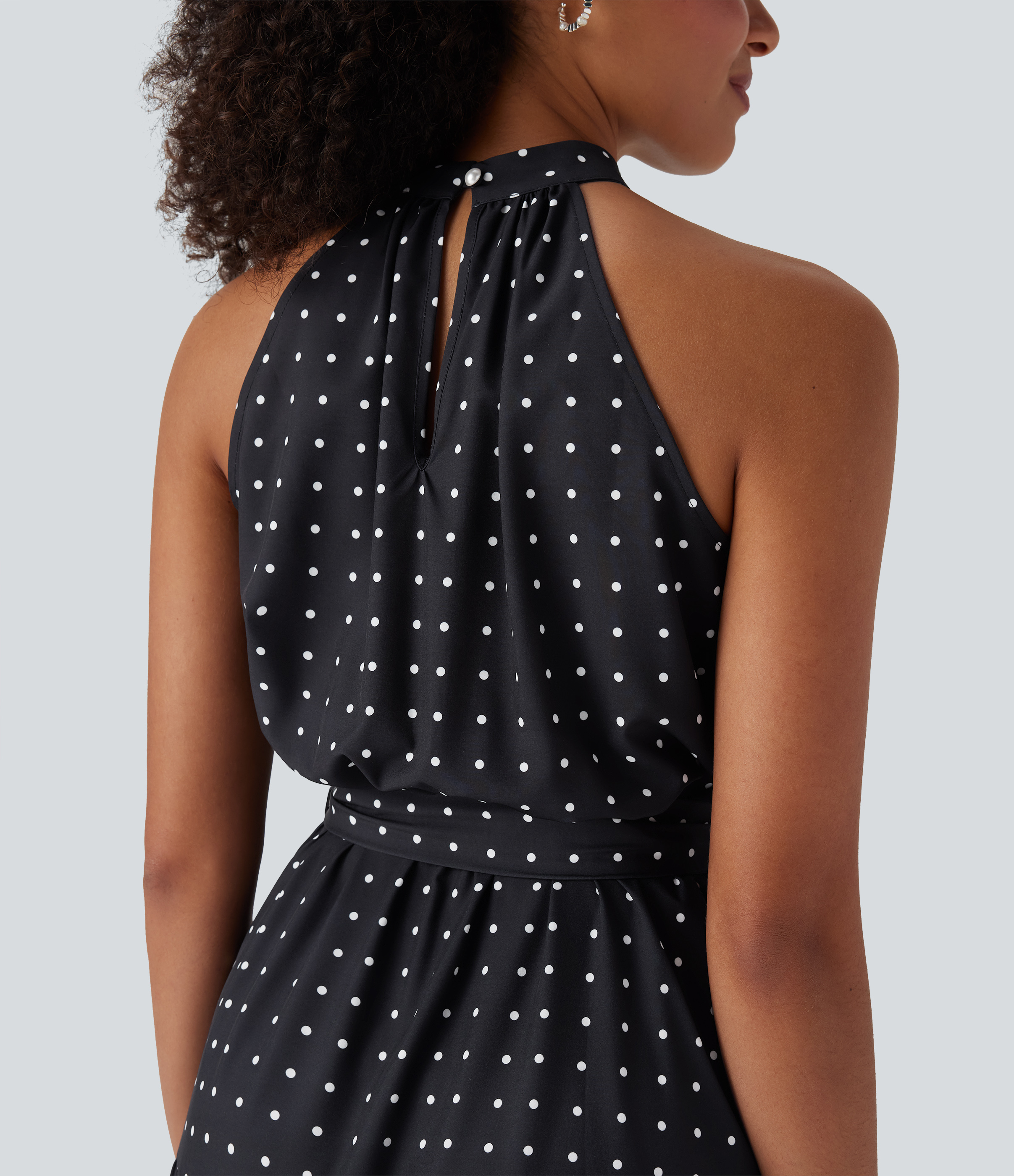 polka dot belted halter dress Lauren Ralph Lauren Women's Polka-Dot Belted Georgette Halter Gown