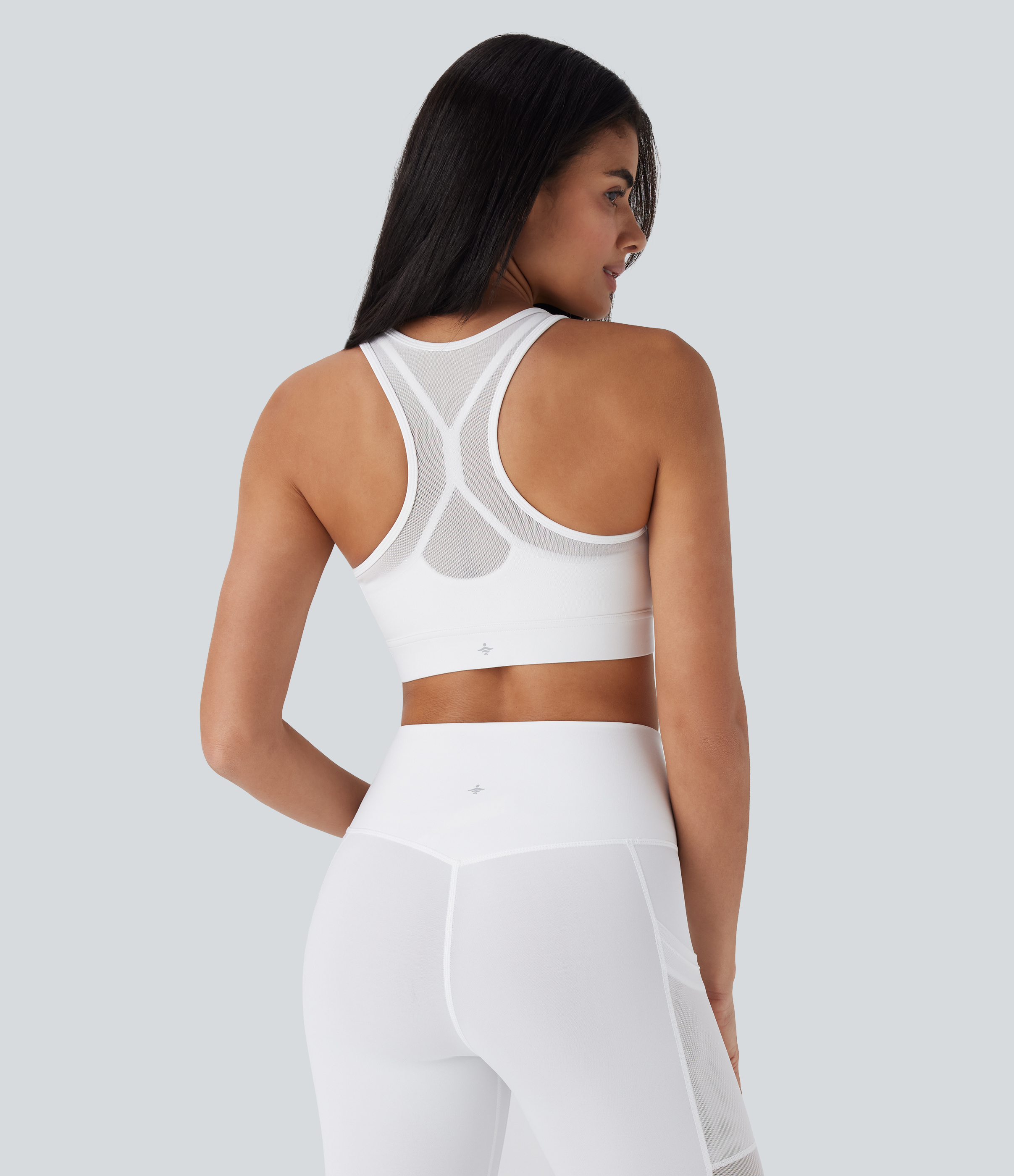 SpeedWave™ Sportowy biustonosz o średnim wsparciu, z kontrastową siatką, szybkoschnący, do treningu, z tyłem w stylu racer