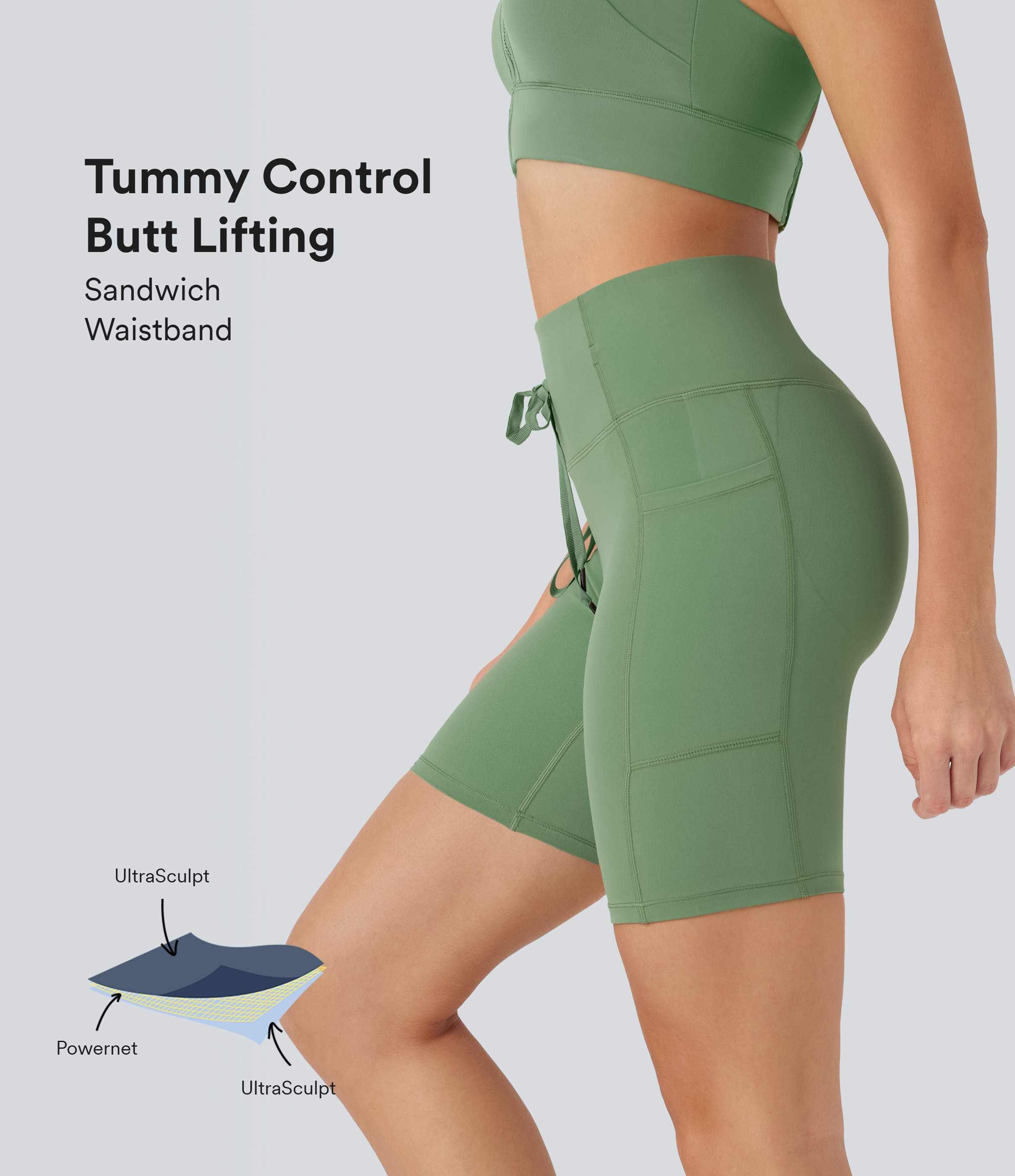 Halara UltraSculpt™ High Waisted Butt Lifting Tummy Control Loop Running Biker Shorts 7'' with Pockets