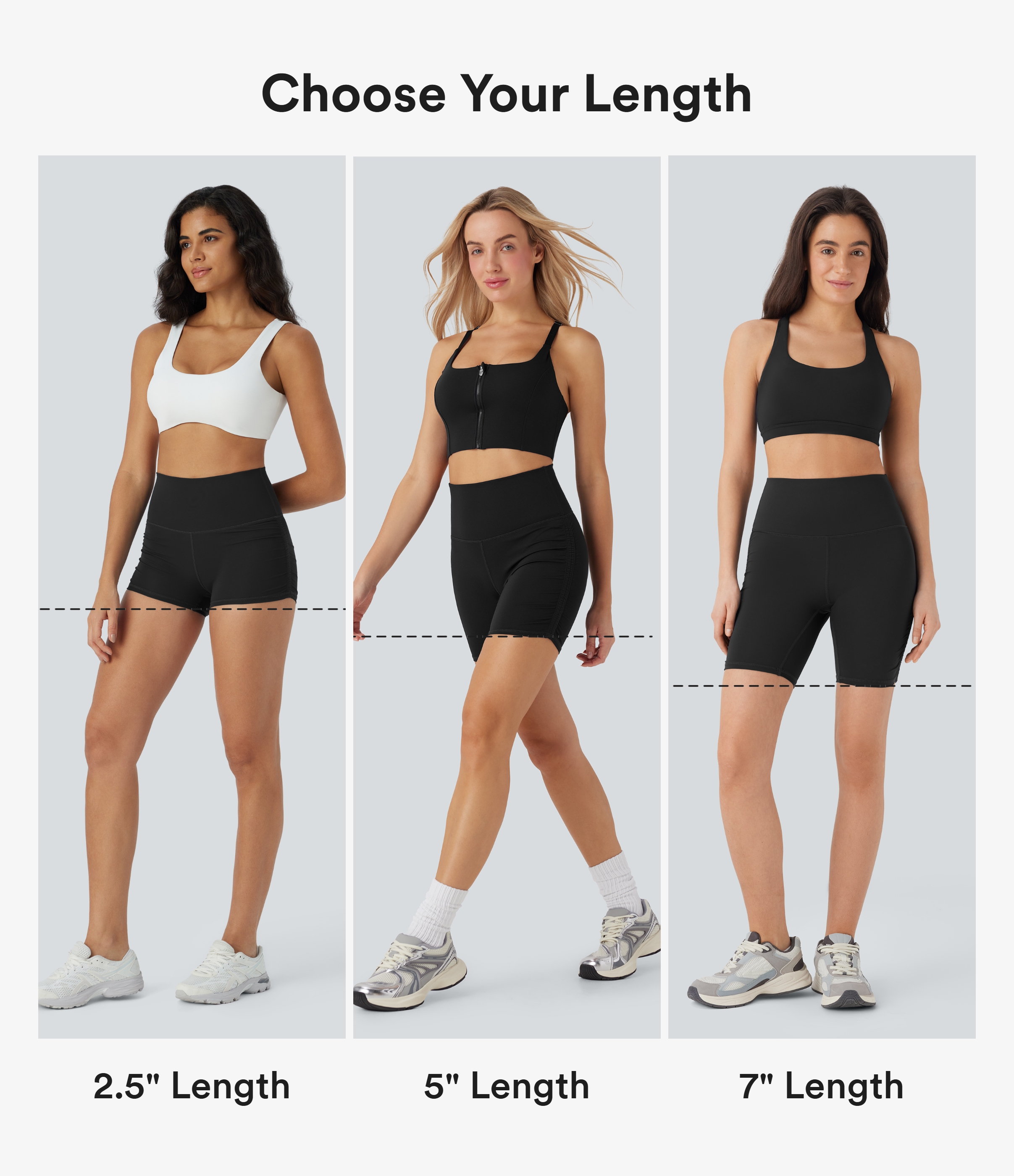 Black SoftlyZero™ QuickDry High Waisted Tummy Control Ruched Running Biker Shorts 2.5'' / 2