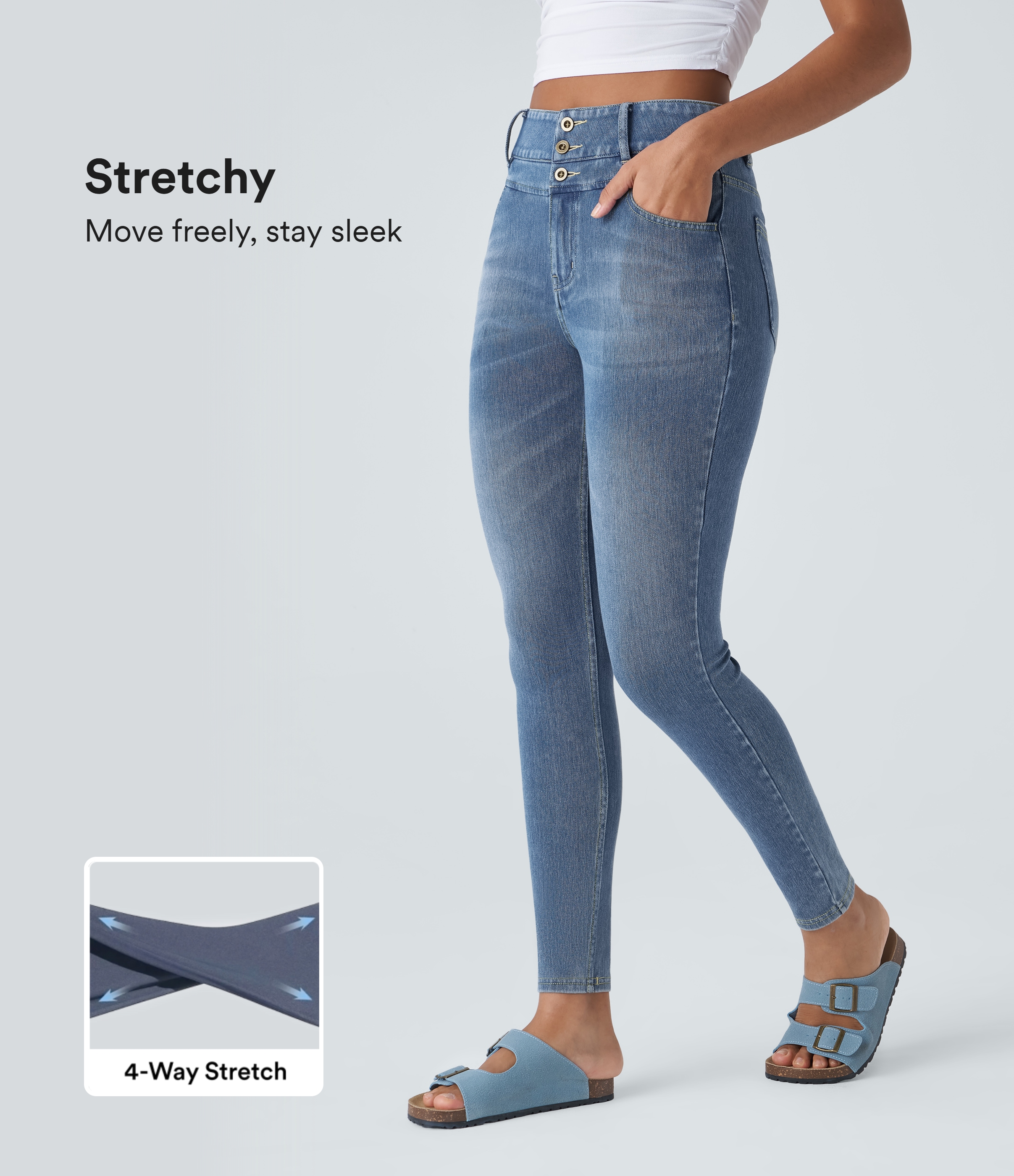 Halara Flex™ High Waisted Zipper Pockets Casual Skinny Jeans