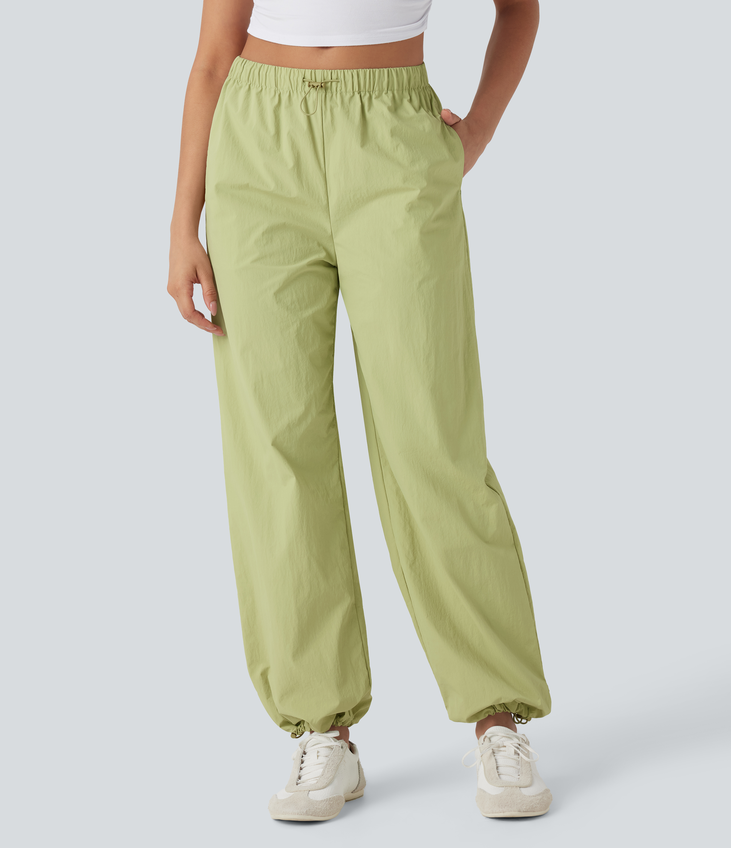 Jogging de yoga taille basse ourlet ajustable avec poches
