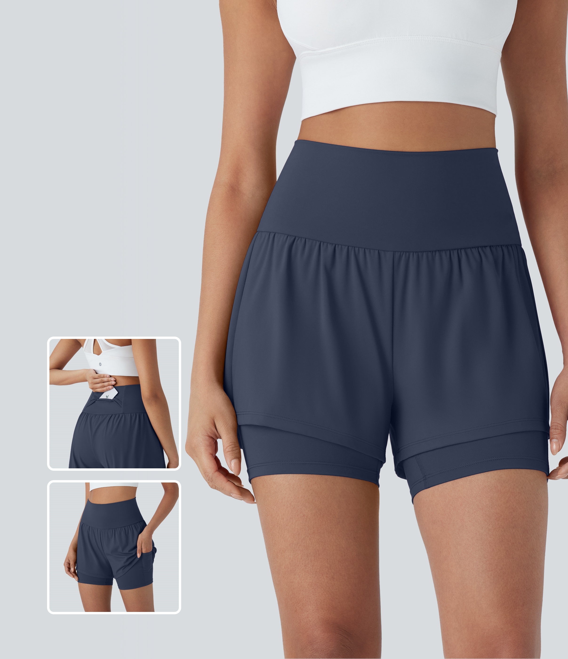 Softlyzero™ Airy 2-in-1 Yoga Shorts, Super High Waist, Cool Feel, 12.5 cm, with Pockets