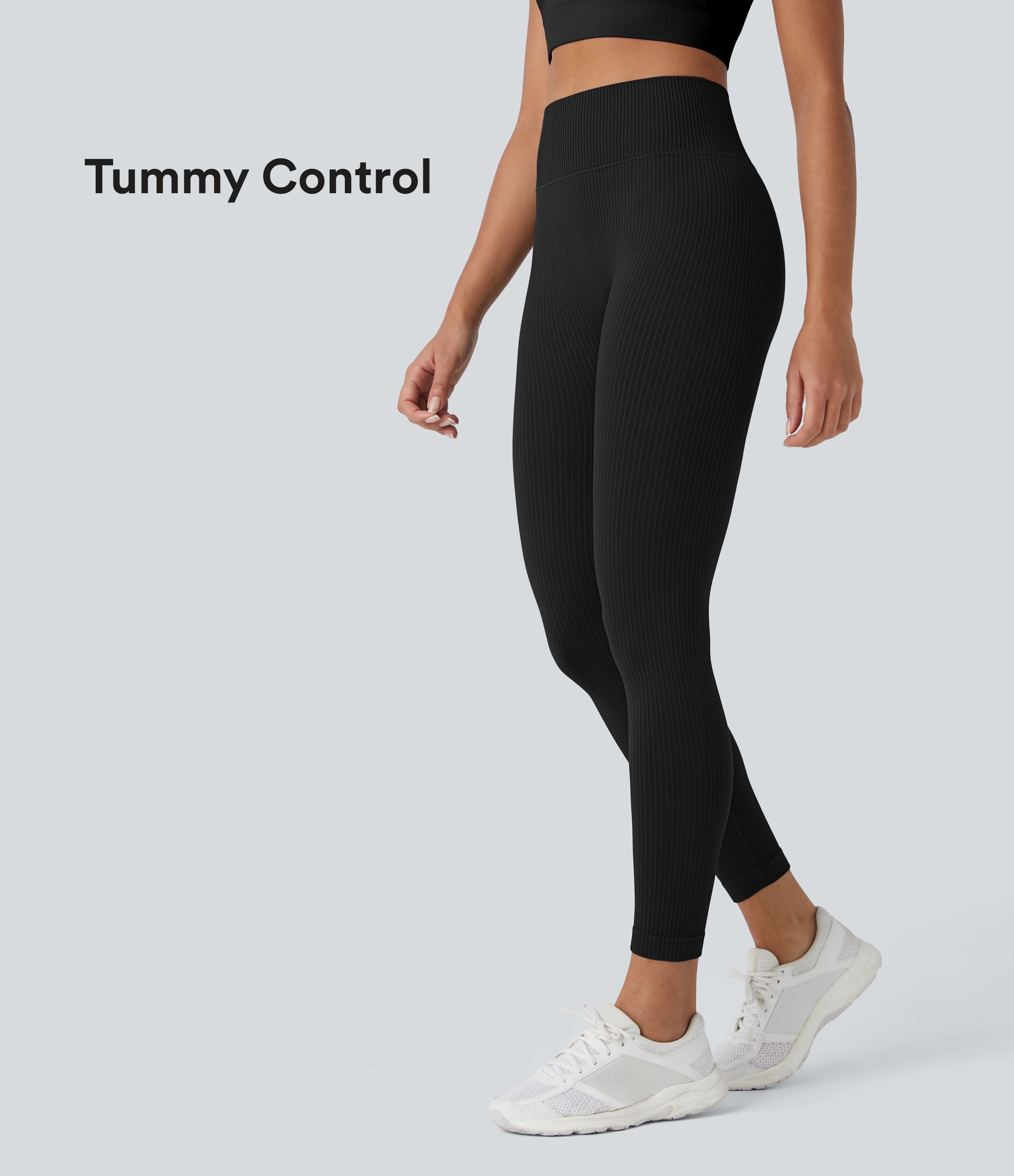 Soft OneForm Seamless Flow Ribbed High Waisted Tummy Control Yoga 7/8 Leggings