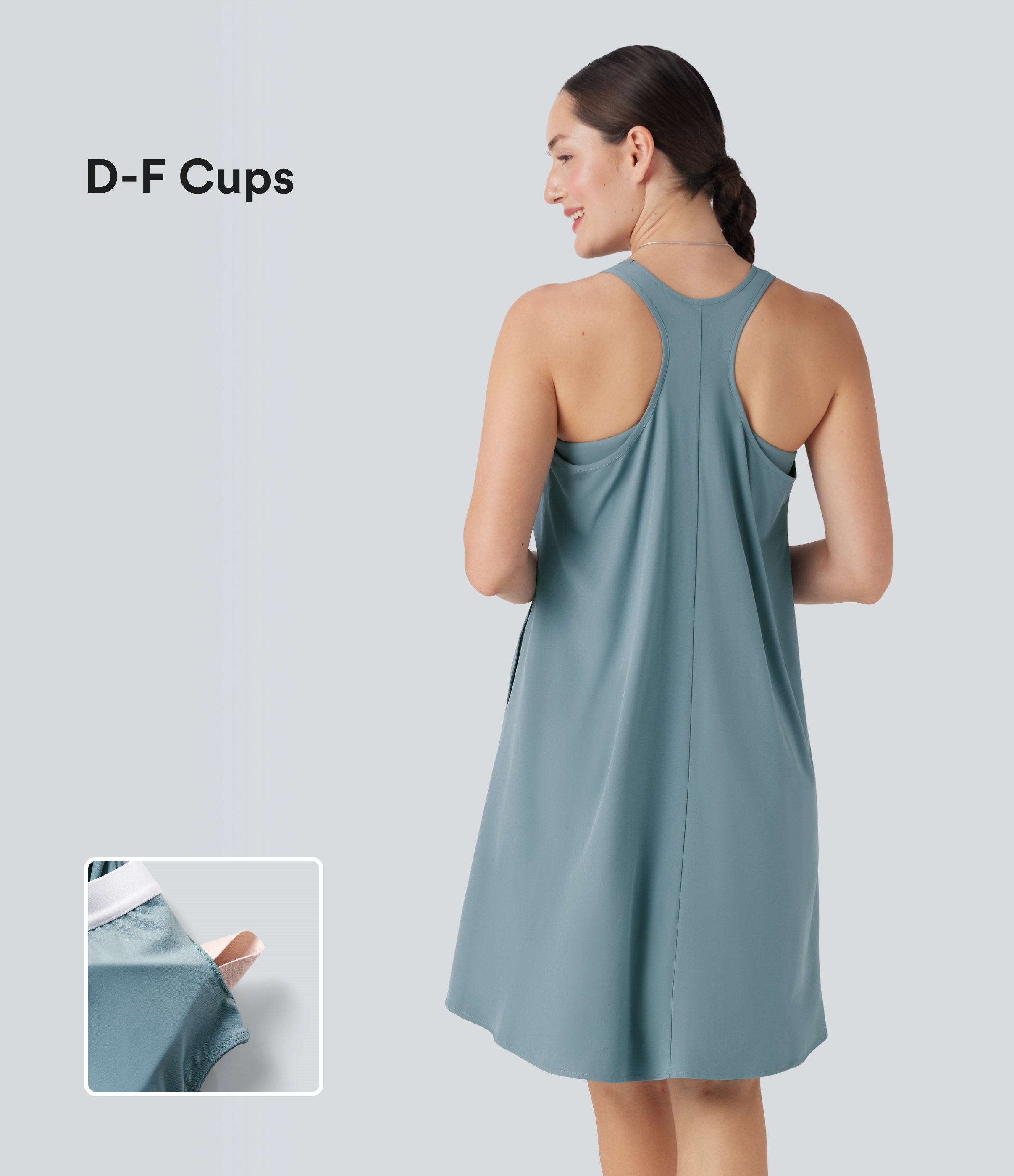 Breezeful™ RacerPocket High Low Flowy Mini Quick Dry Casual Dress D-F Cups