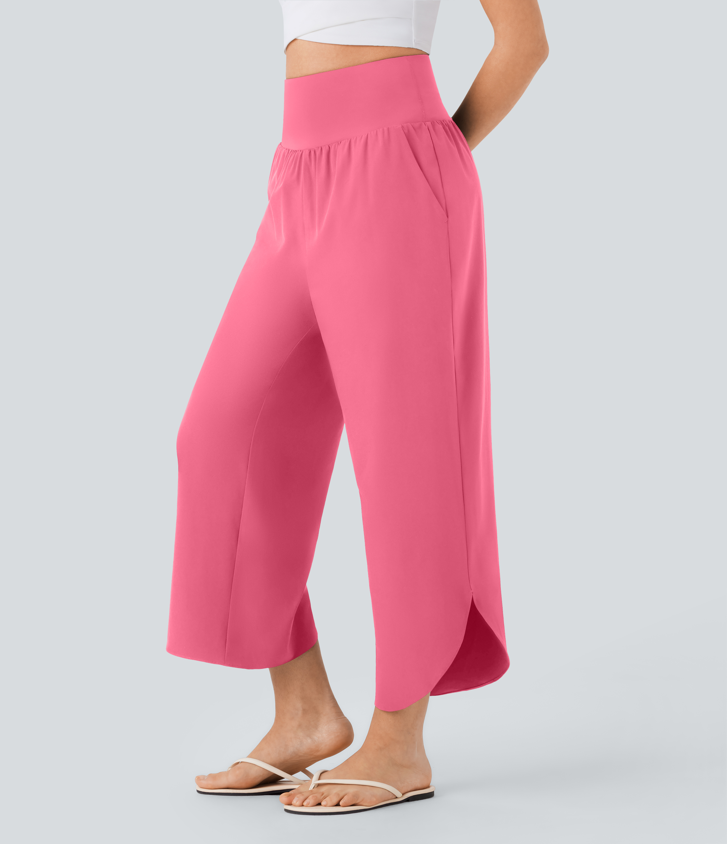 Breezeful™ High Waisted Tummy Control Split Hem Quick Dry Resort Pants with Pockets