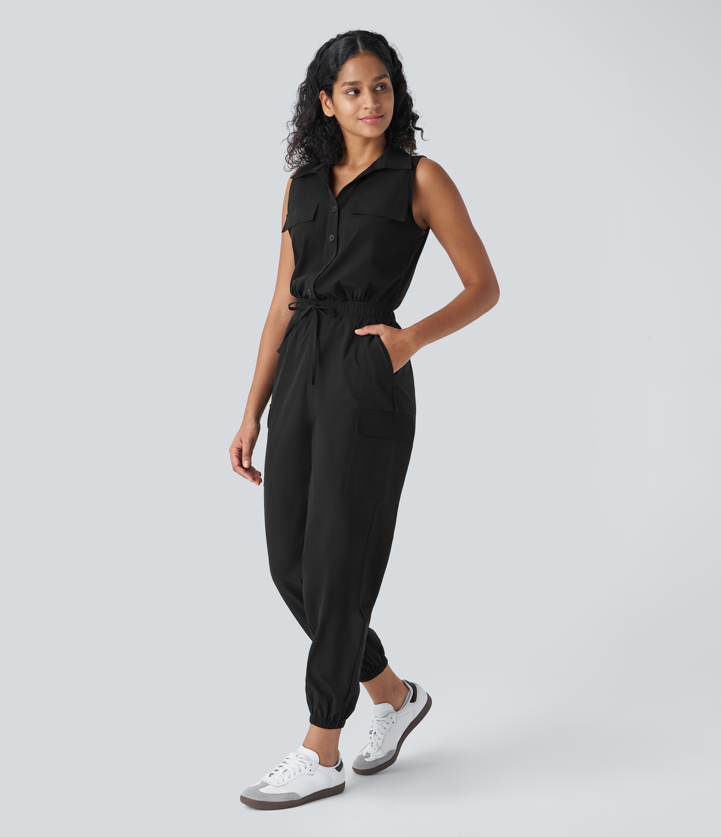 Women's Crew Neck Sleeveless Dressy Jumpsuit With Pockets main image 0