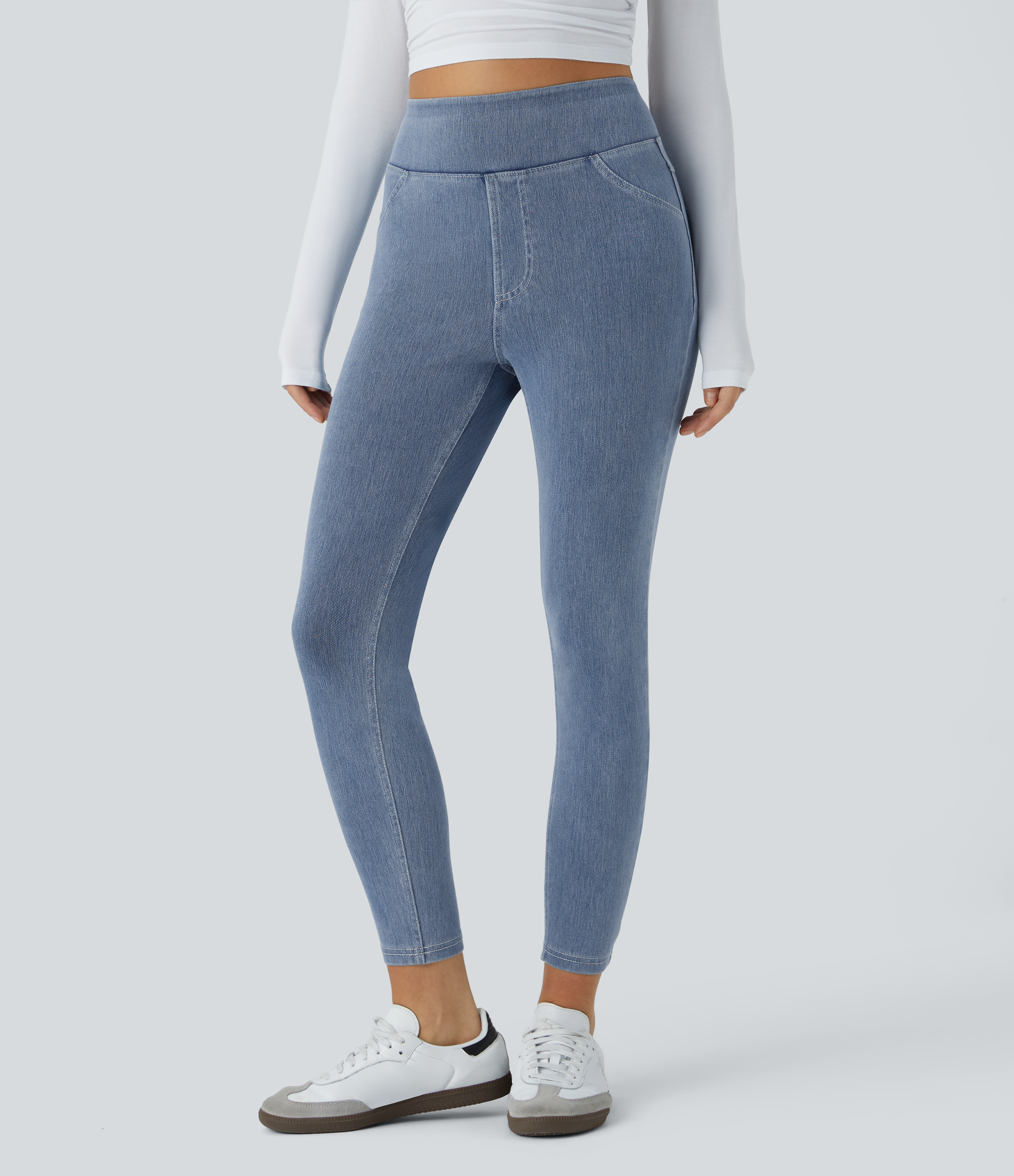 Ice Crevice Denim Halara Flex™ leggings casual de denim de tiro alto con bolsillos / 2