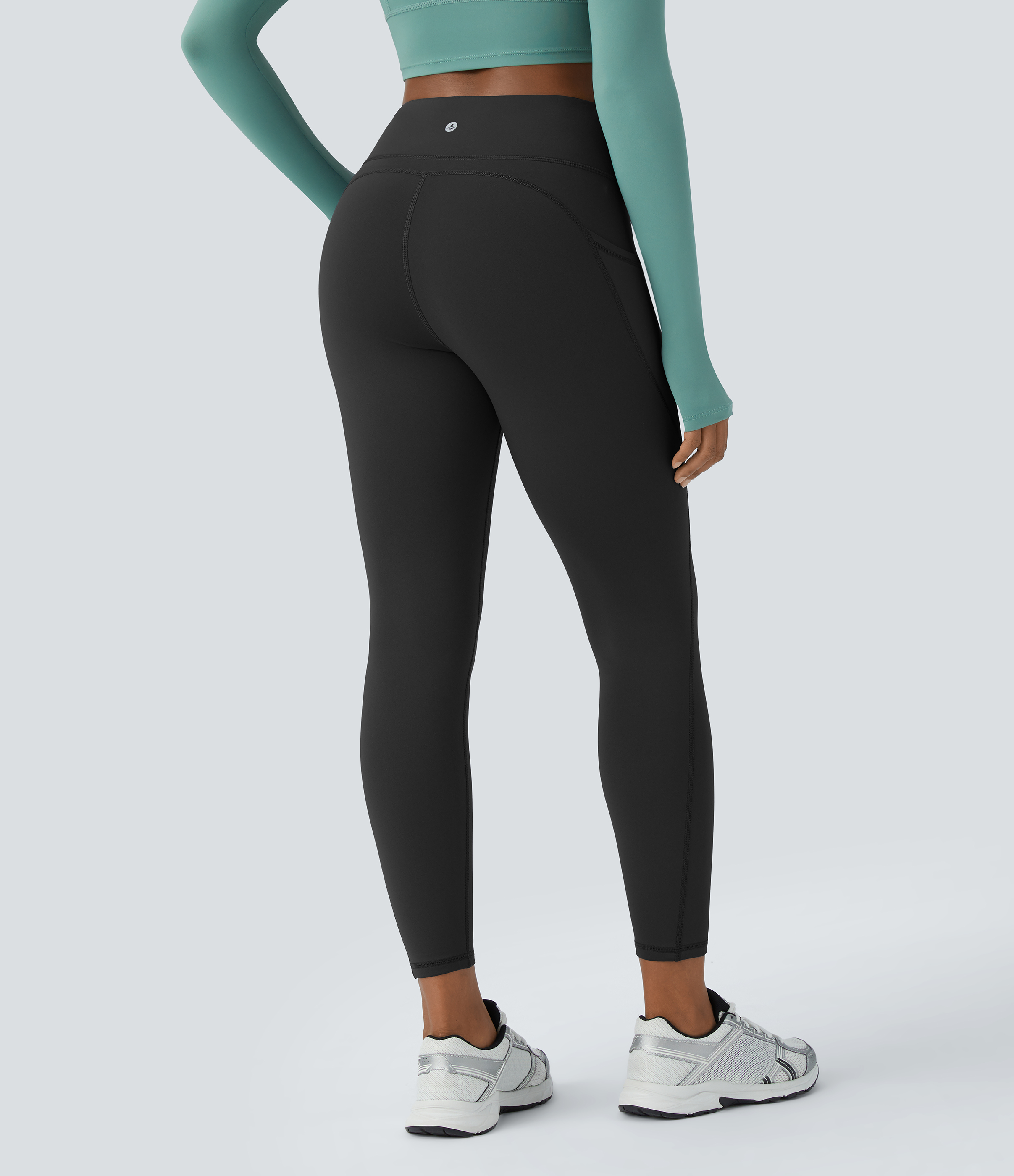 Negro Leggings térmico yoga tiro alto bolsillo lateral / 2