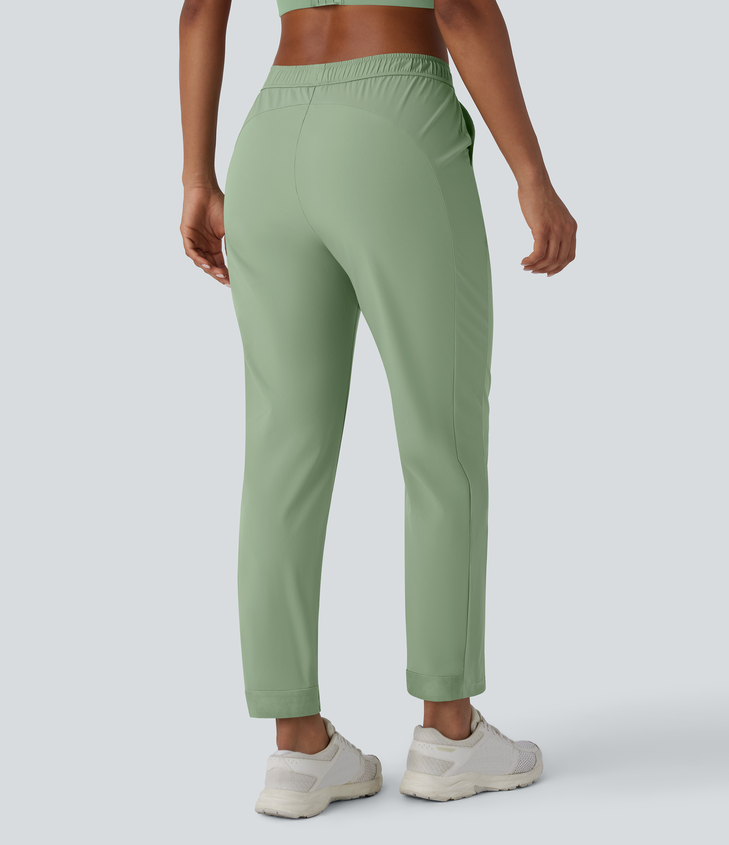 Smoke Green Mittlere Trainingshose mit Kordelzug und Taschen / 2