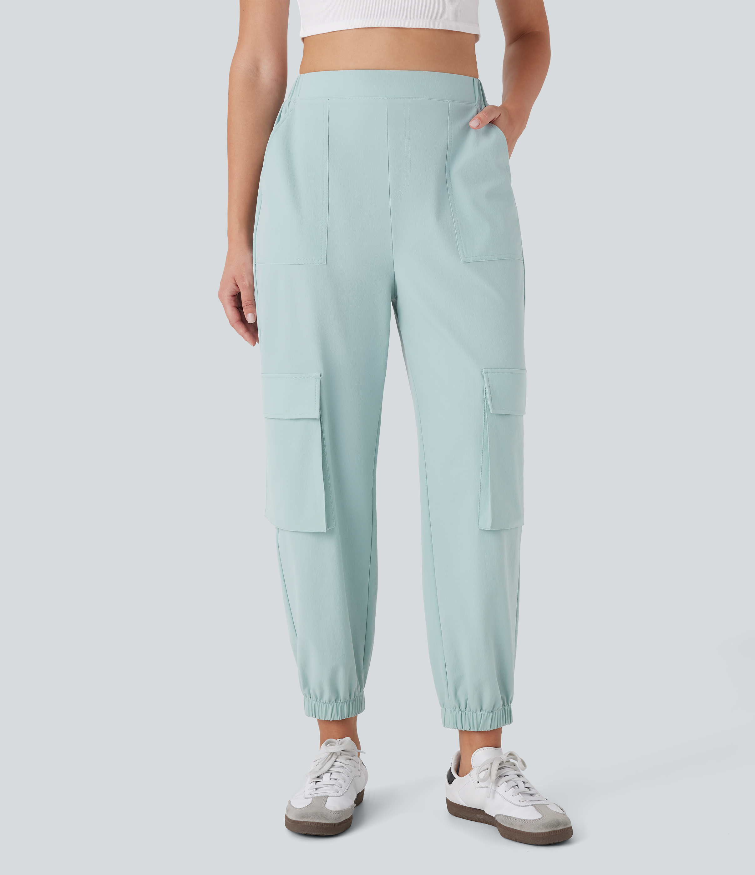 High Waisted Pockets Casual Cargo Joggers