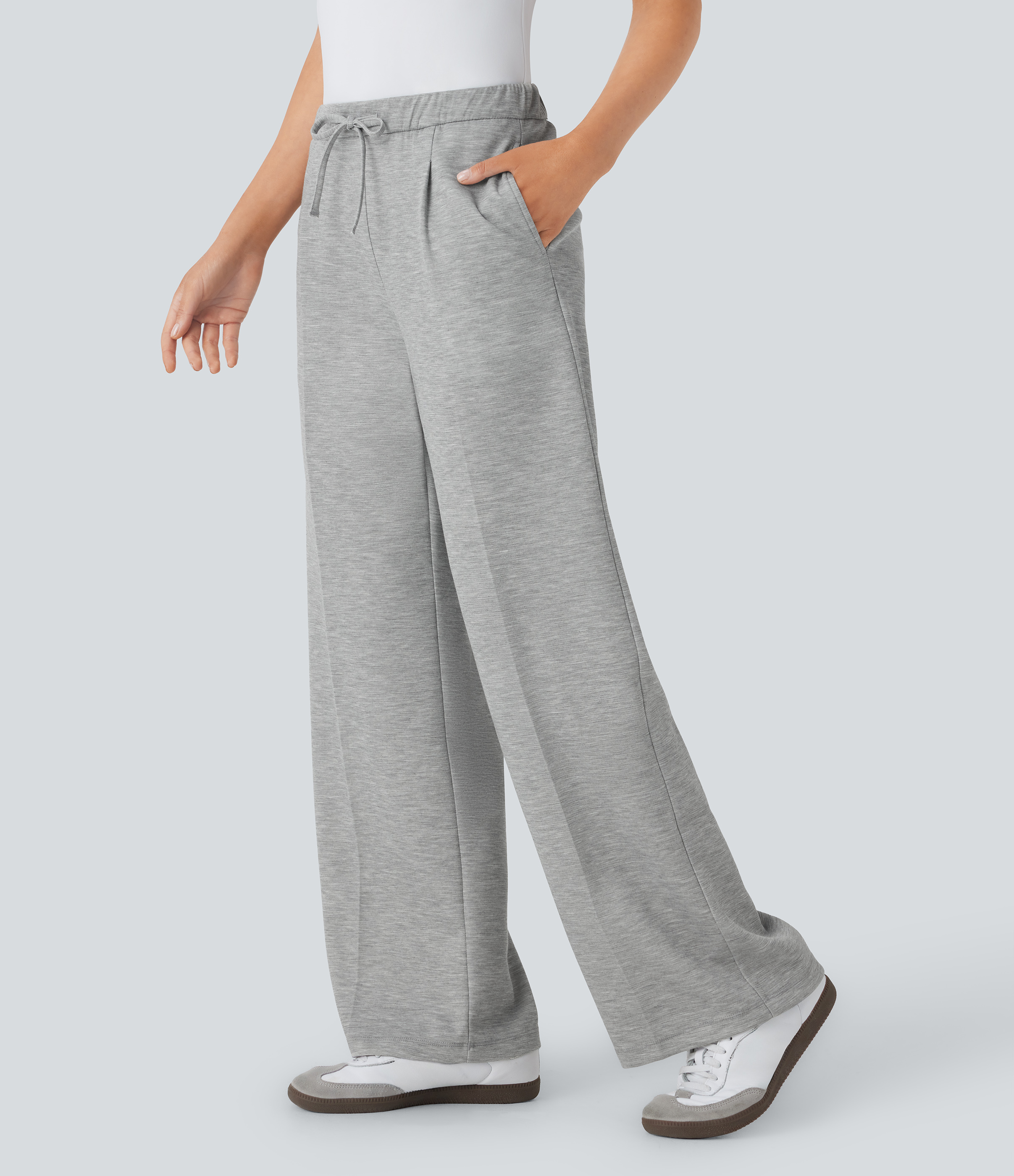 Mid Rise Drawstring Pocket Straight Leg Work Pants