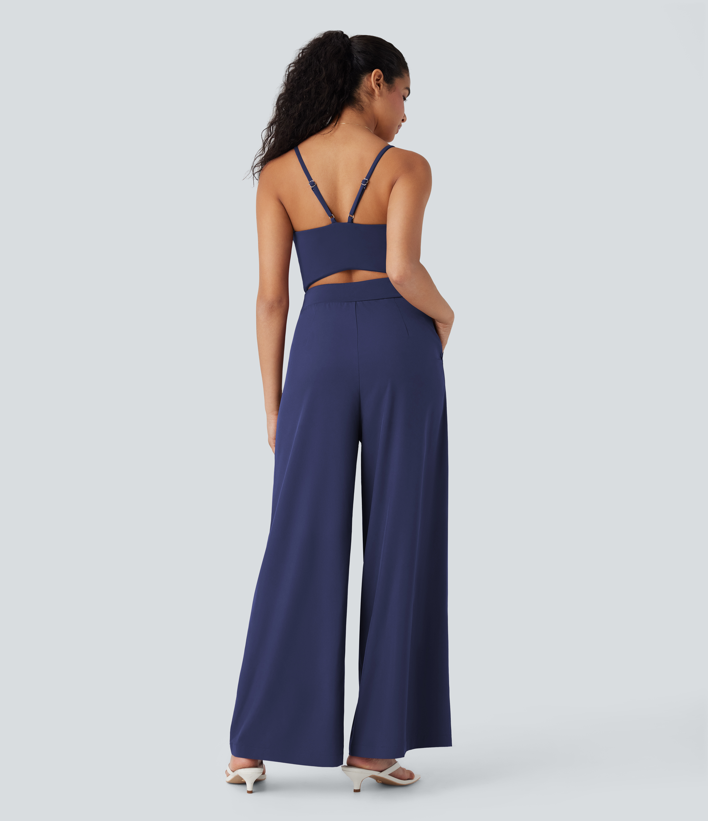 Patriot Blue Breezeful™ Wide Leg Quick Dry Casual Slip Jumpsuit with Pockets-Easy Peezy Edition / 2