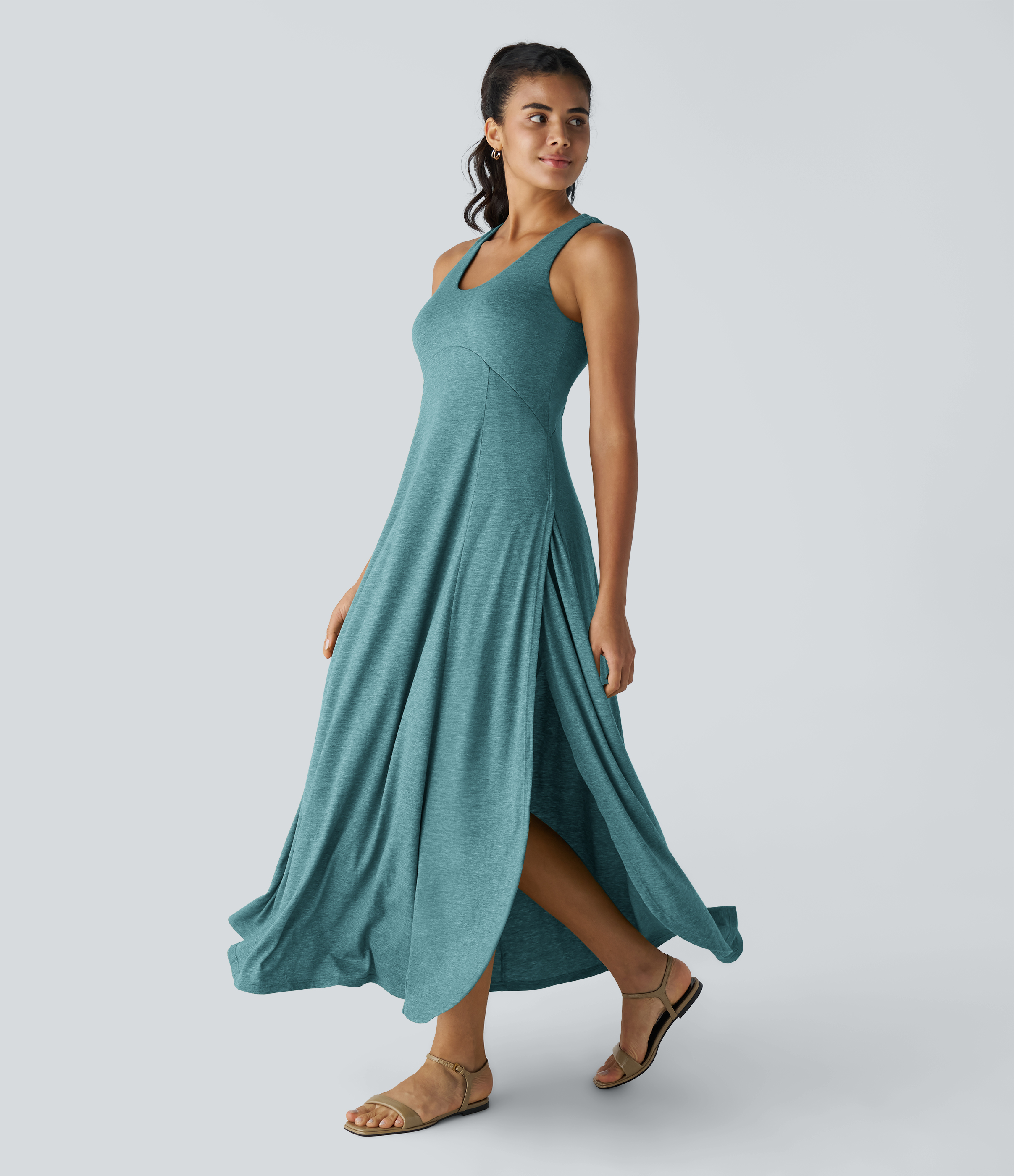 halara midi dress Women's Ribbed Knit Halter Bodycon Midi Dress