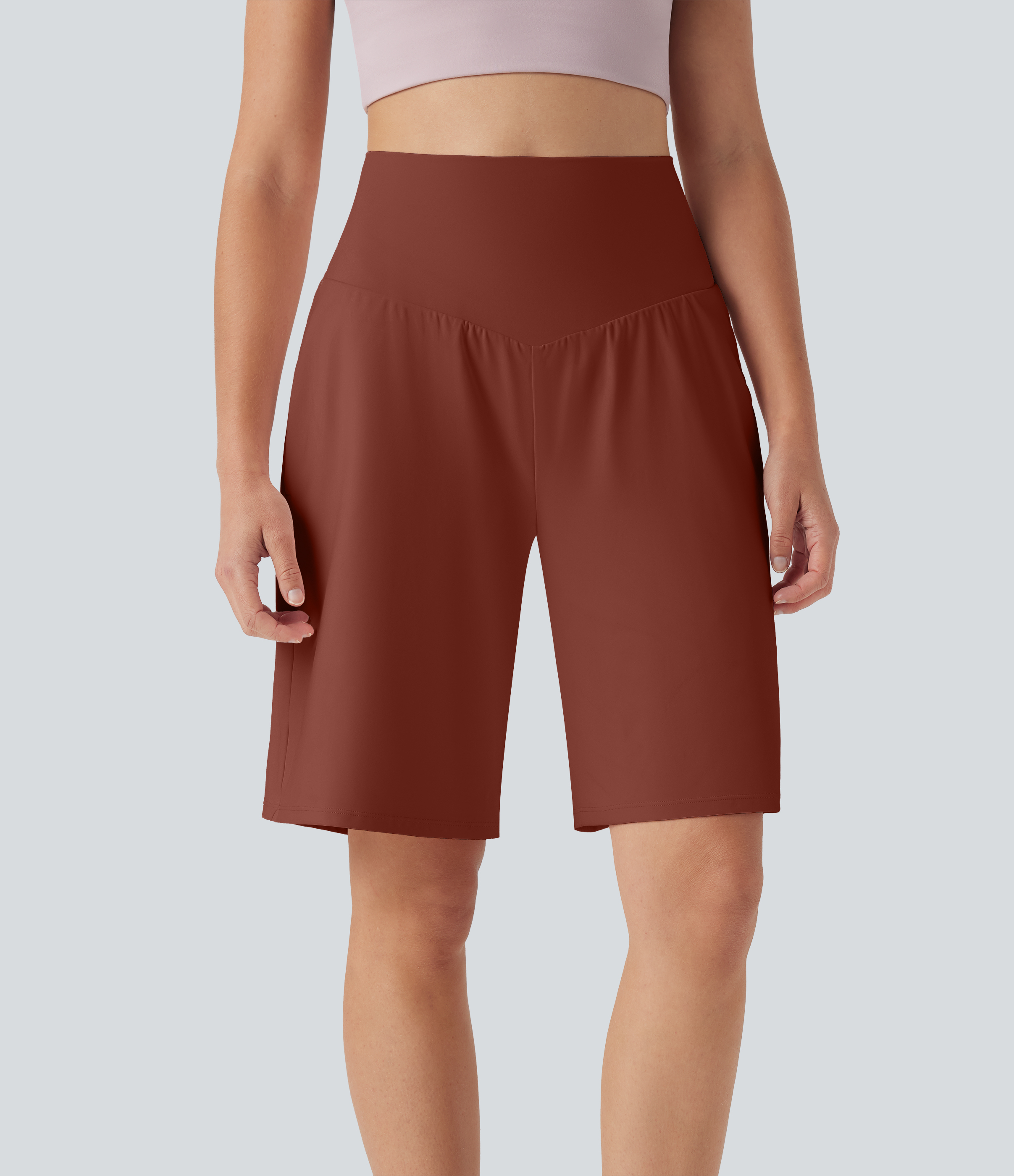 SoftlyZero™ Airy High Waisted Pockets InstantCool Yoga Bermuda Shorts