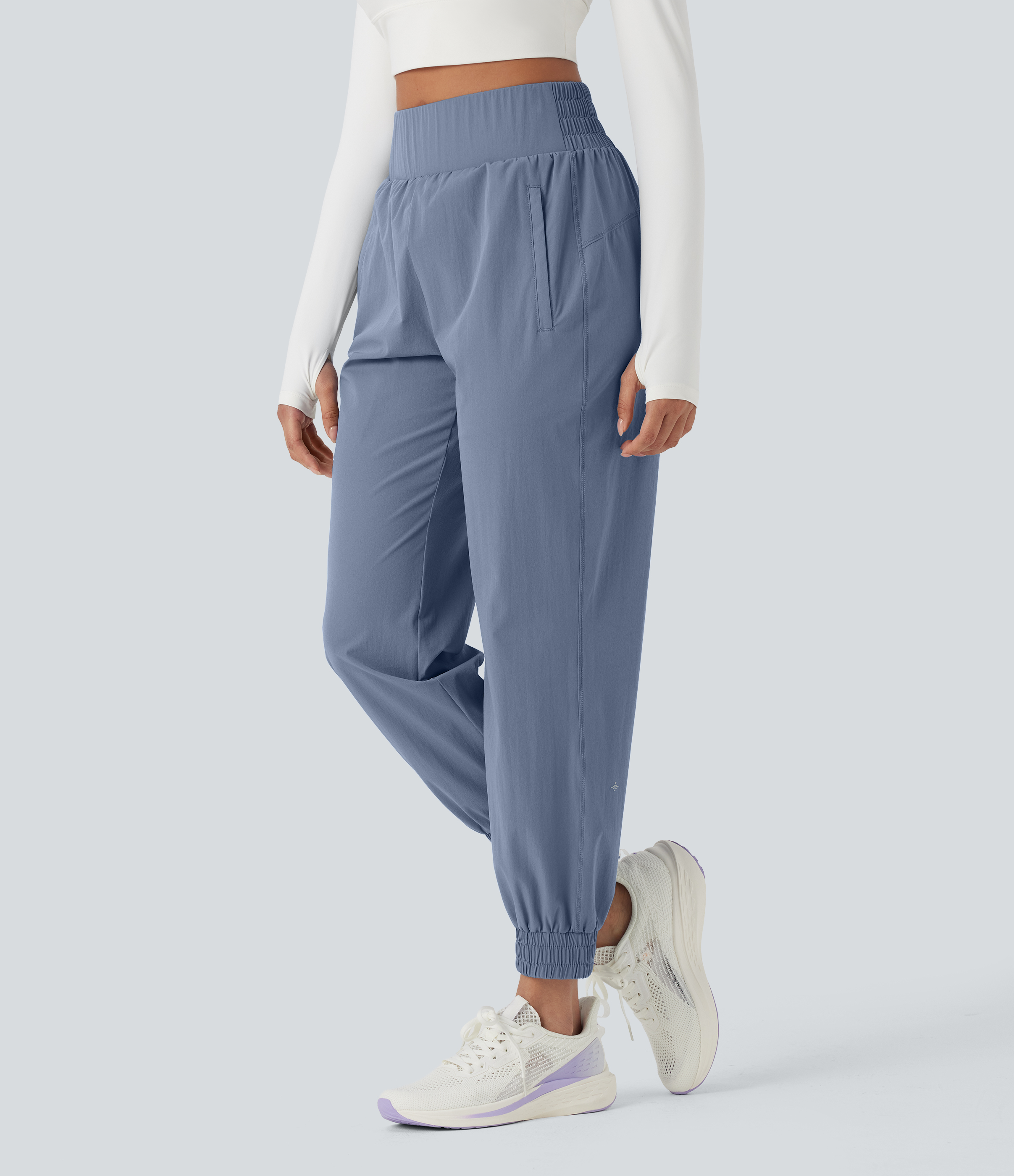 High Waisted Zipper Pockets Hiking Joggers