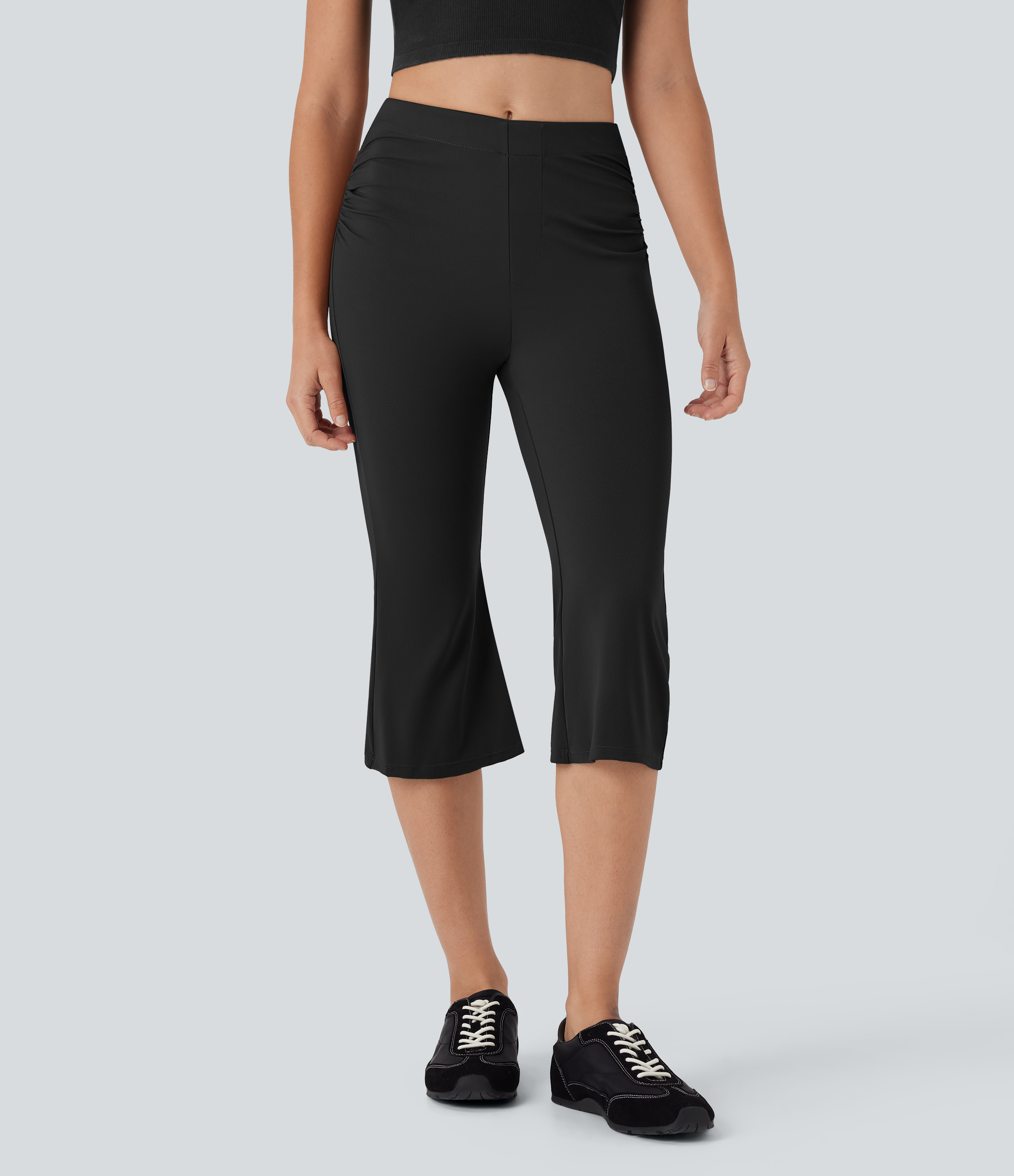 Mid Rise Capri Flare Work Pants