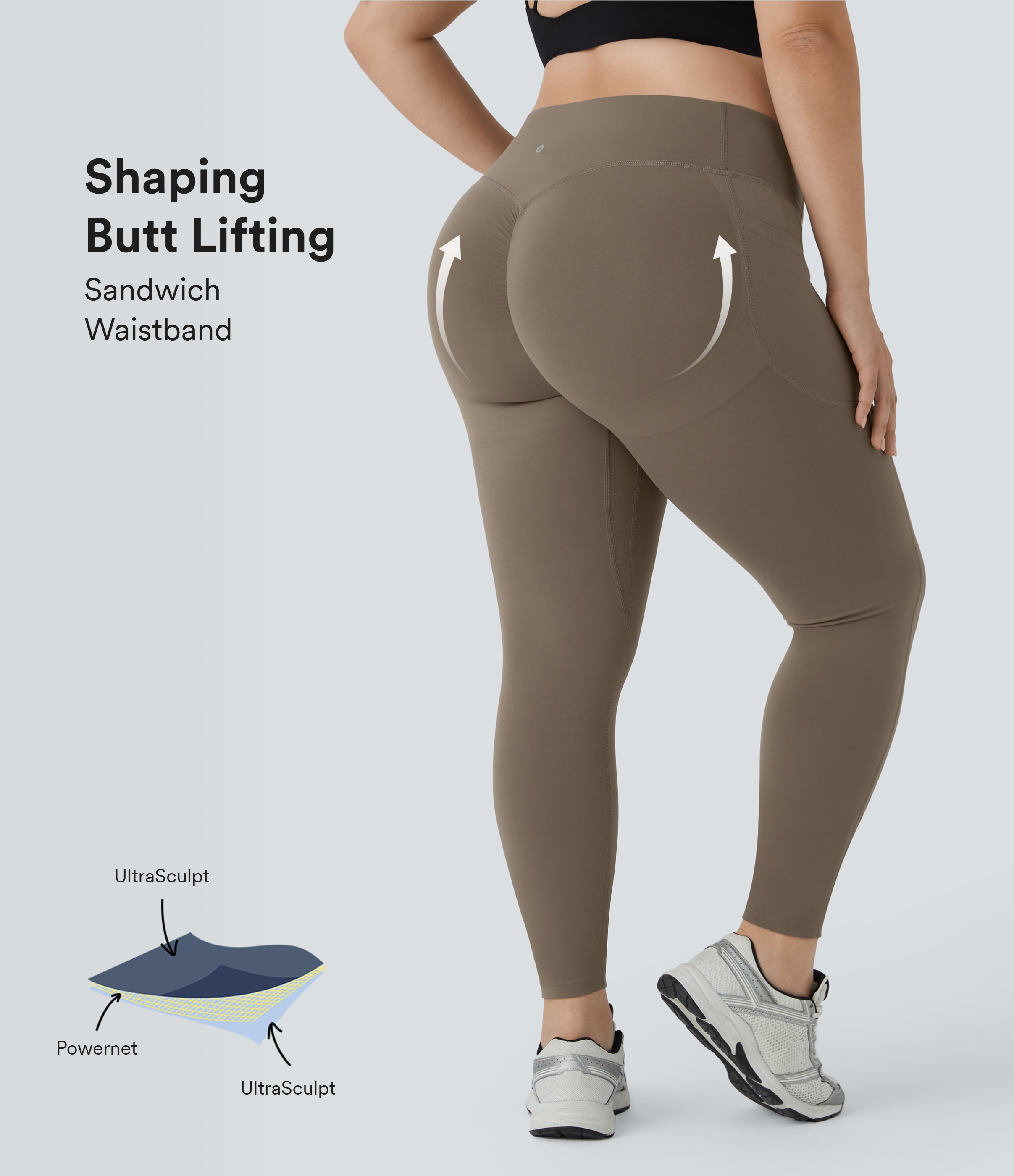 Halara UltraSculpt™ High Waisted Scrunch Butt Lifting Tummy Control Pocket Shaping Training Plus Size Leggings
