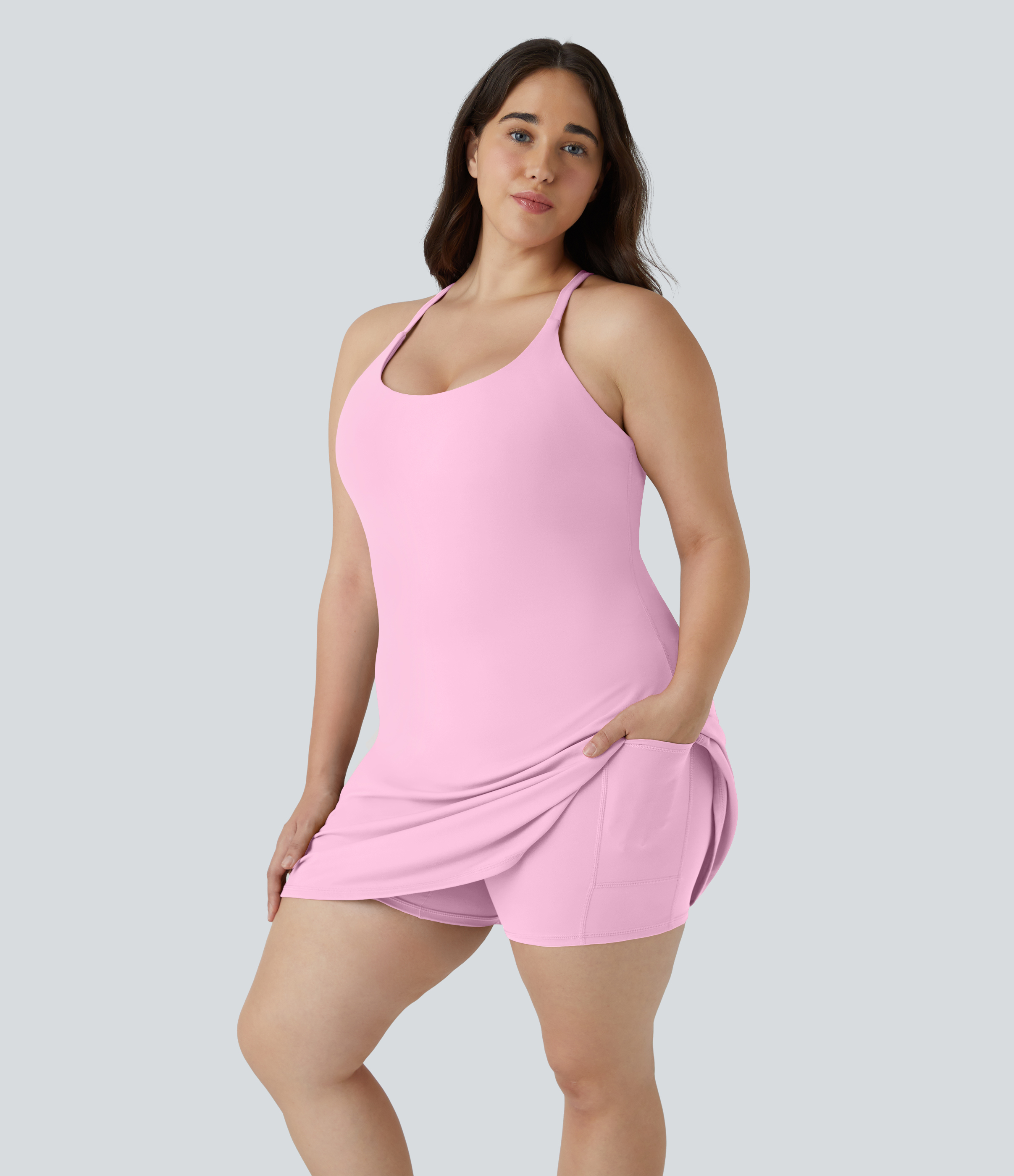 Everyday SoftlyZero™ Plush 2-in-1 Flare Workout Plus Size Dress-Wannabe-Easy Peezy