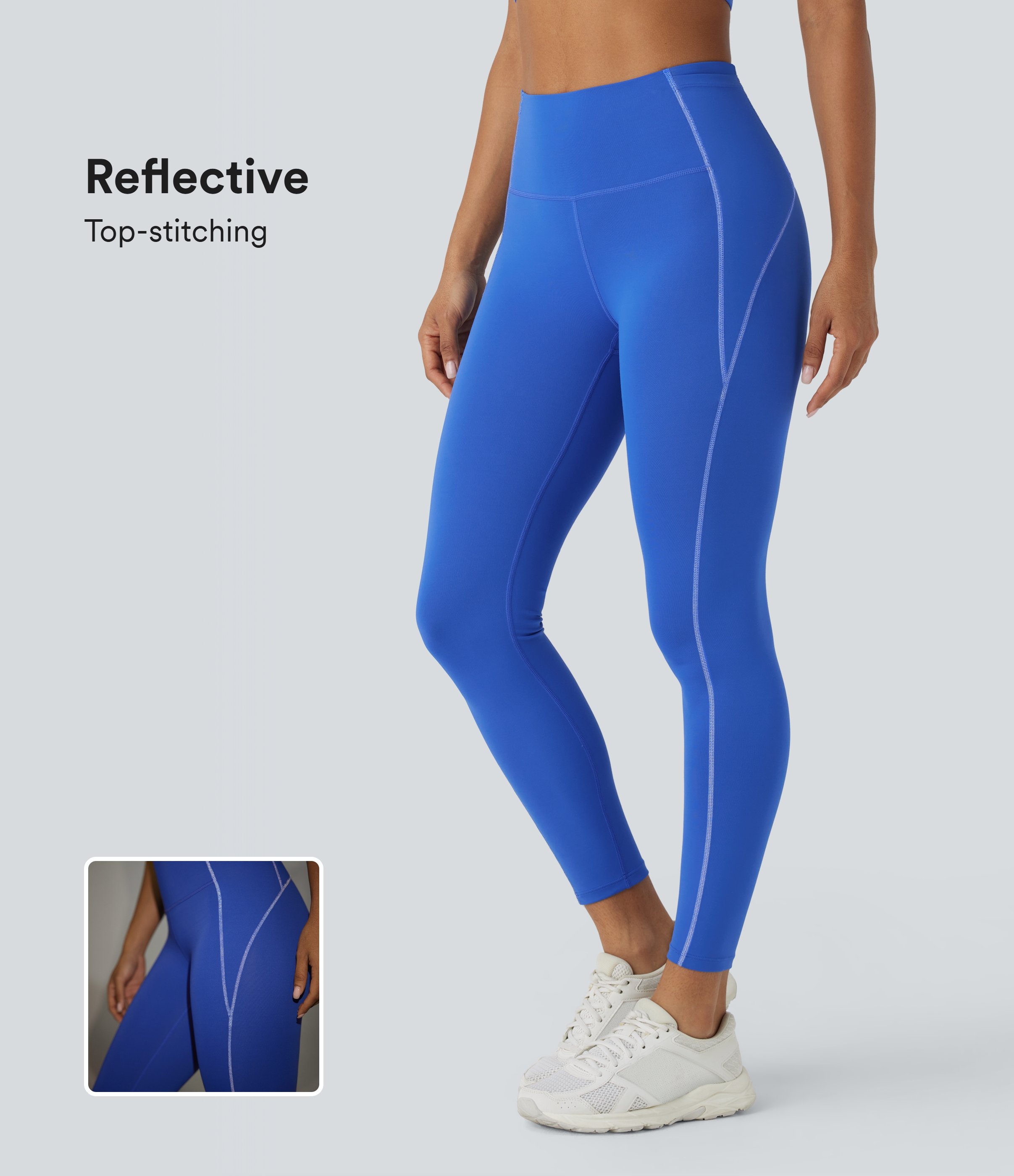 SpeedWave™ High Waisted Pockets Reflective Top-stitching Quick Dry Hiking 7/8 Leggings