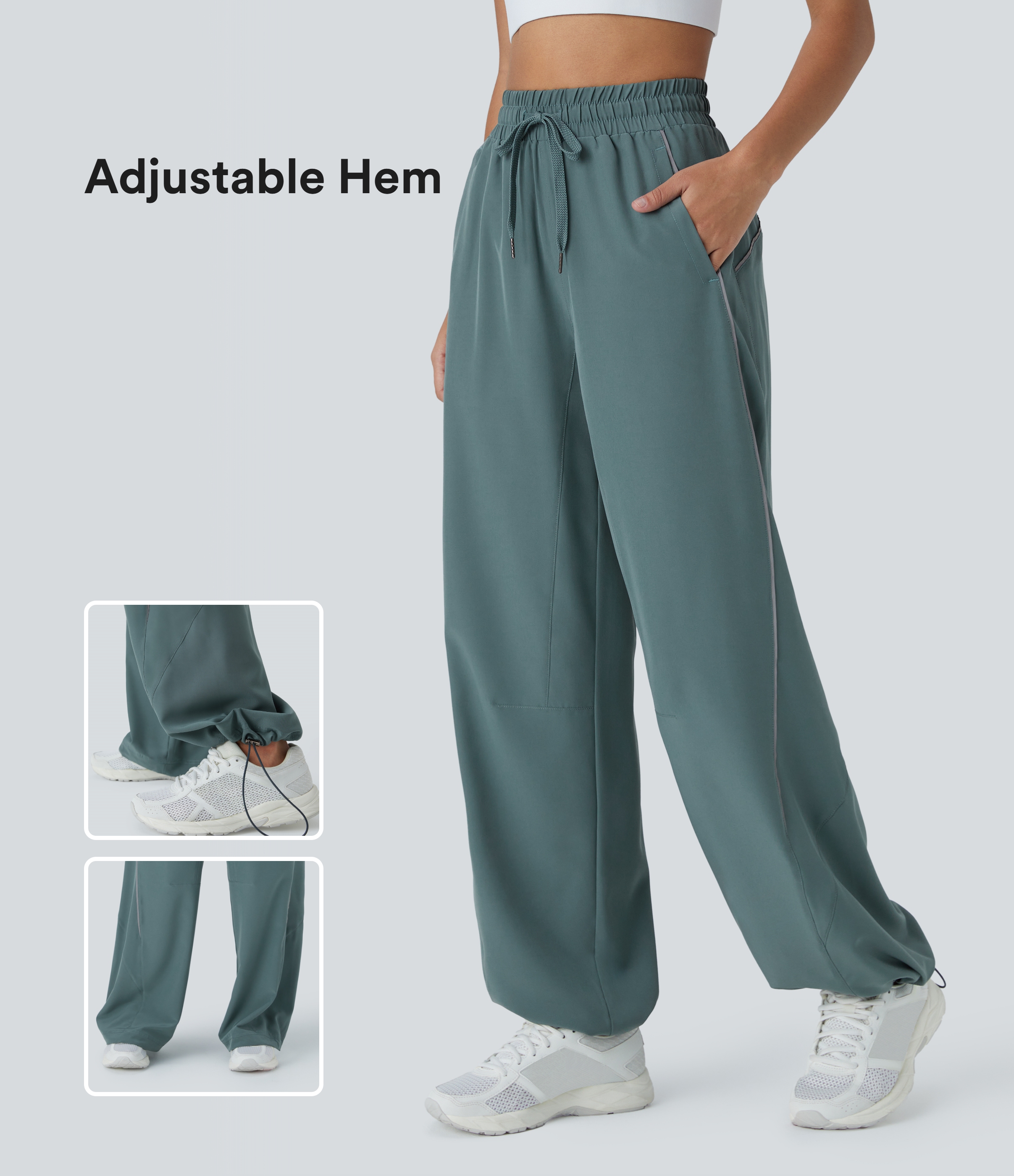 Swimcity☆Kahara pants Khaki Drawstring Hem Windbreaker Pants | Lime Lush Boutique