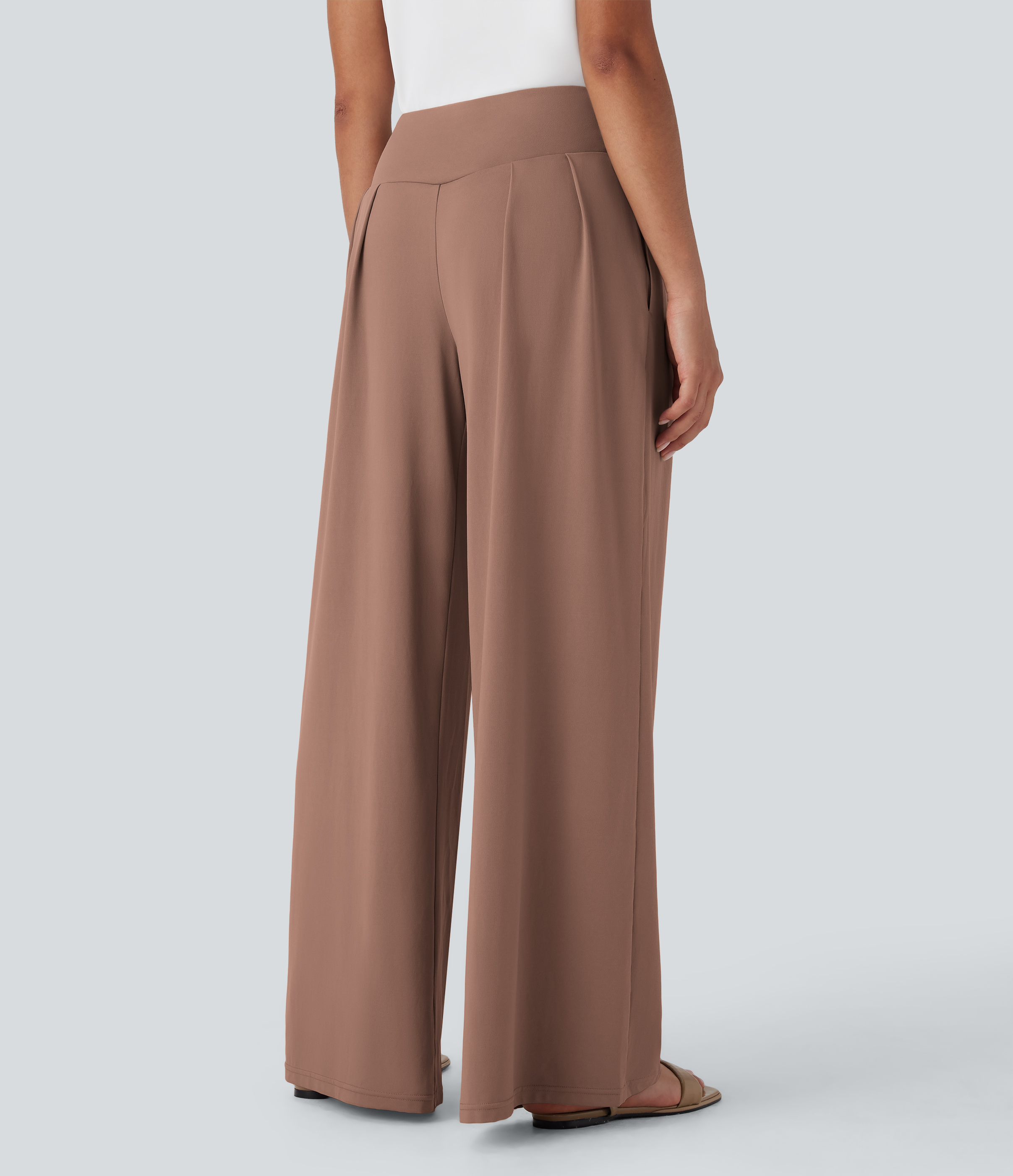 Clove High Waisted Wide Leg Casual Pants with Pockets / 2