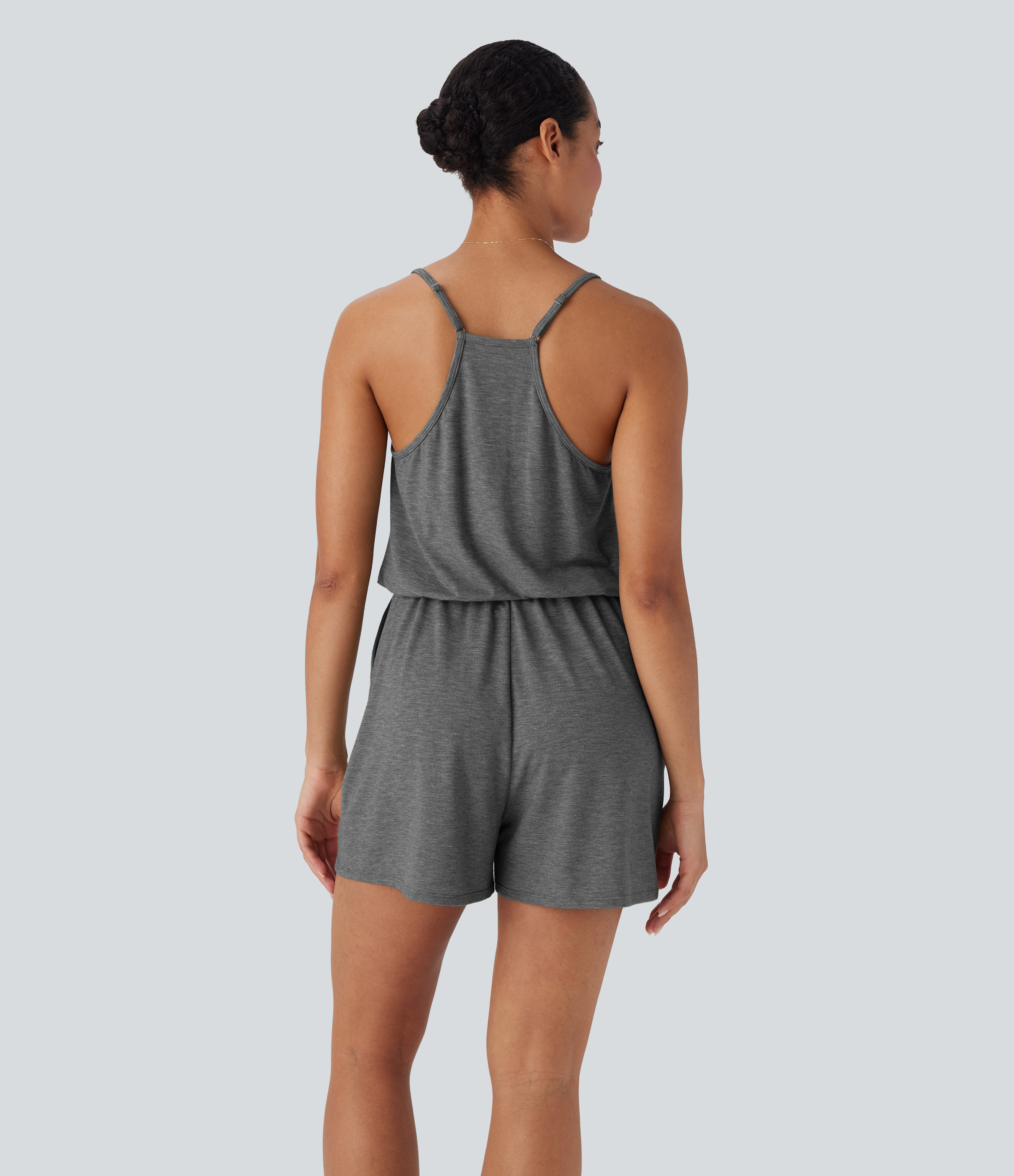 Darl Gray Floral Yarn Combinaison à jambes larges avec poches / 2