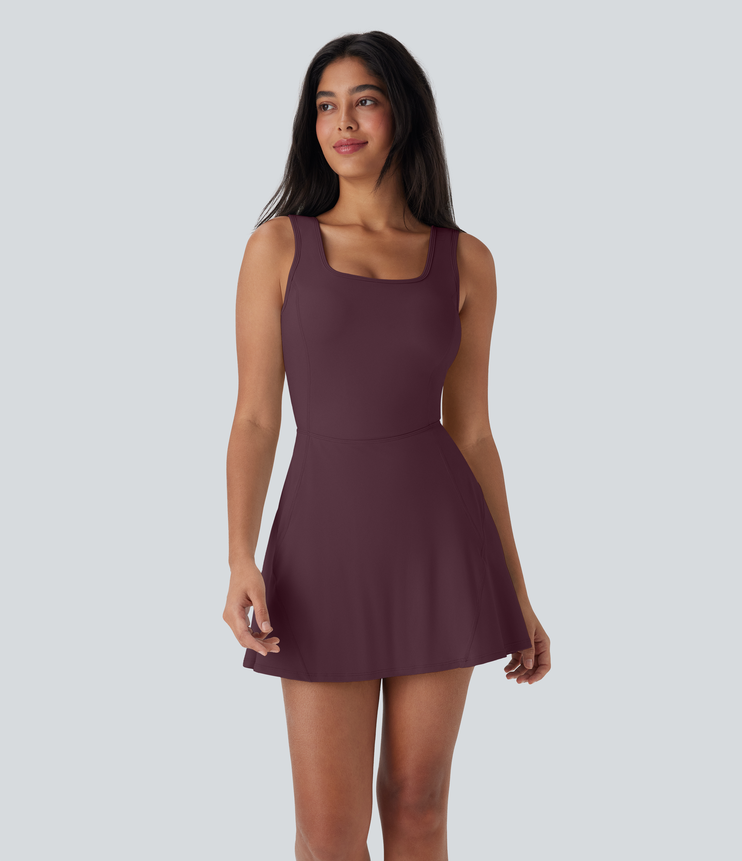 thumbnail image 2 of Women's Tummy Control Backless Active Dress With Built-in Shorts - Summer Sleeveless Romper 2 of 13