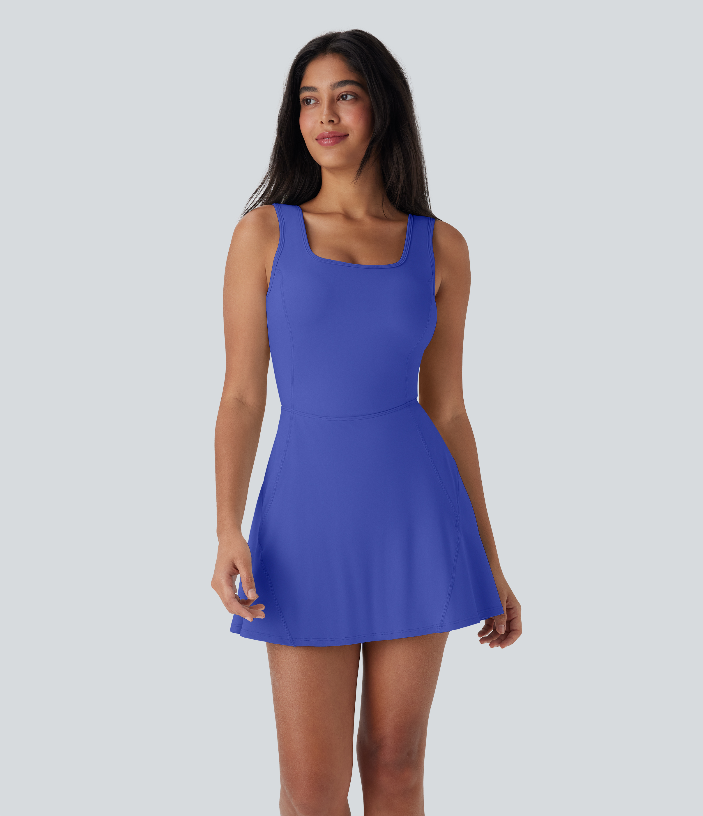 SoftlyZero™ Airy U Neck 2-in-1 Pocket Mini Cool Touch Dance Active Dress-Easy Peezy