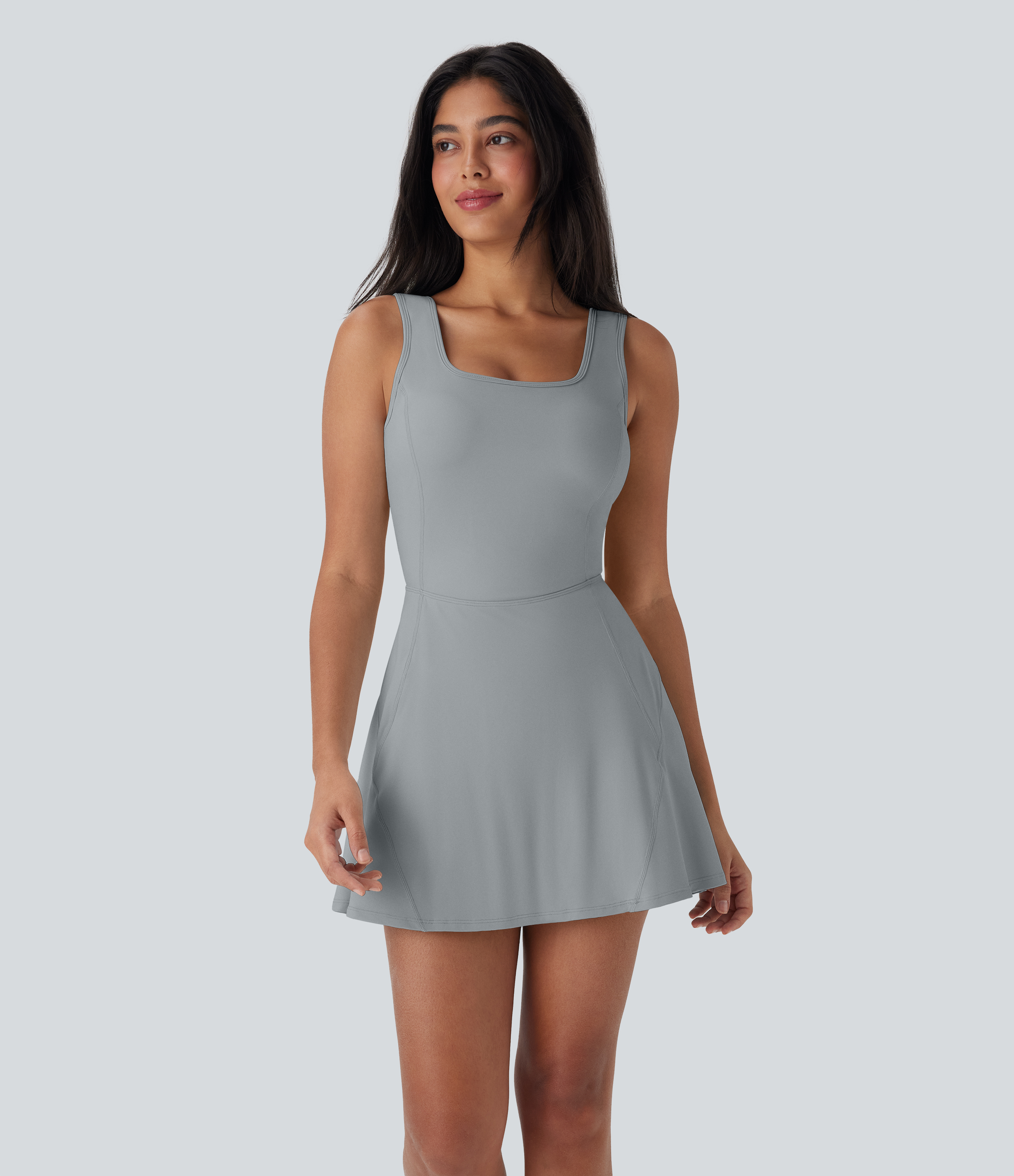 SoftlyZero™ Airy U Neck 2-in-1 Pocket Mini Cool Touch Dance Active Dress-Easy Peezy