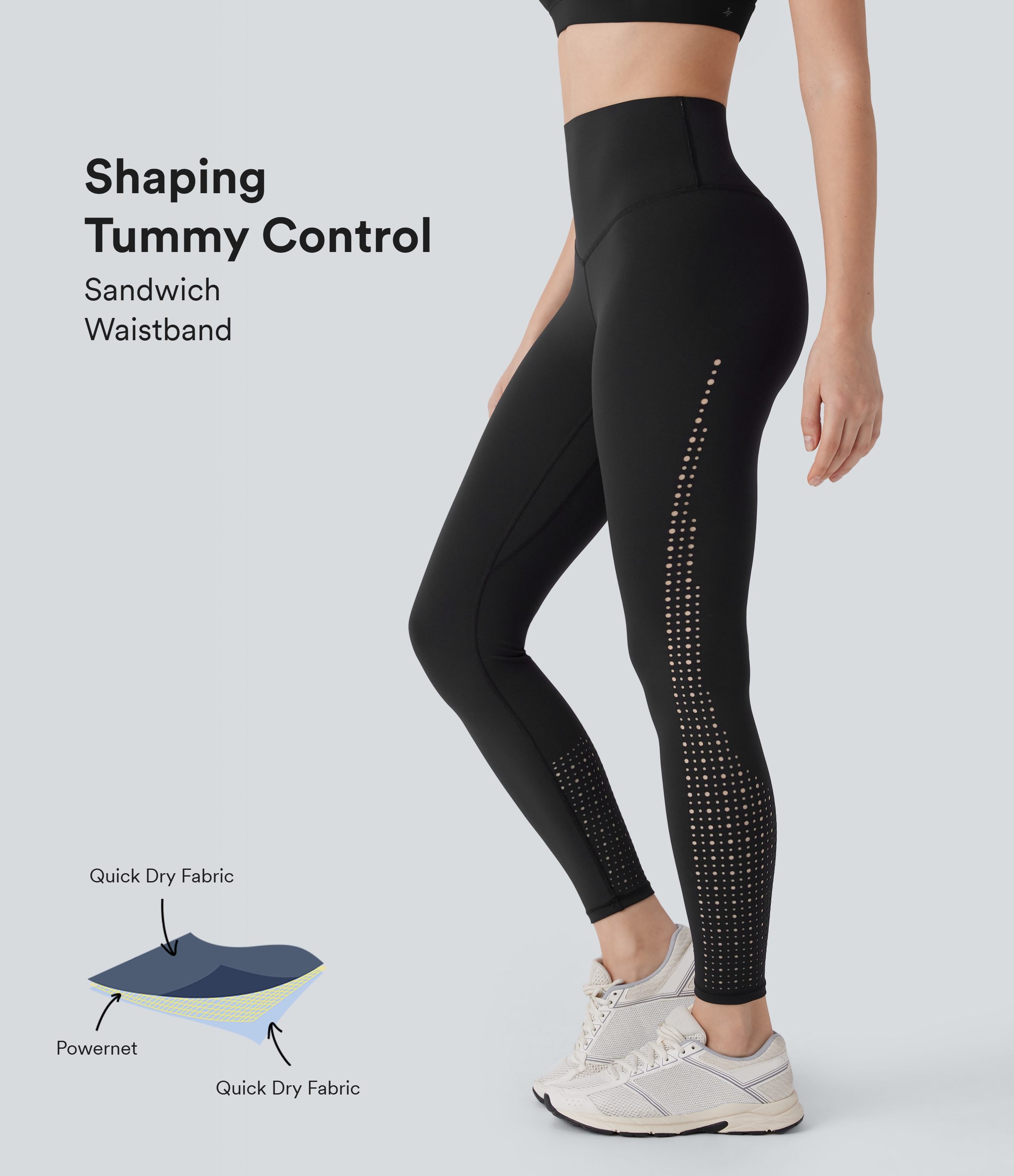 SpeedWave™ High Waisted Tummy Control Perforated Quick Dry Workout Leggings