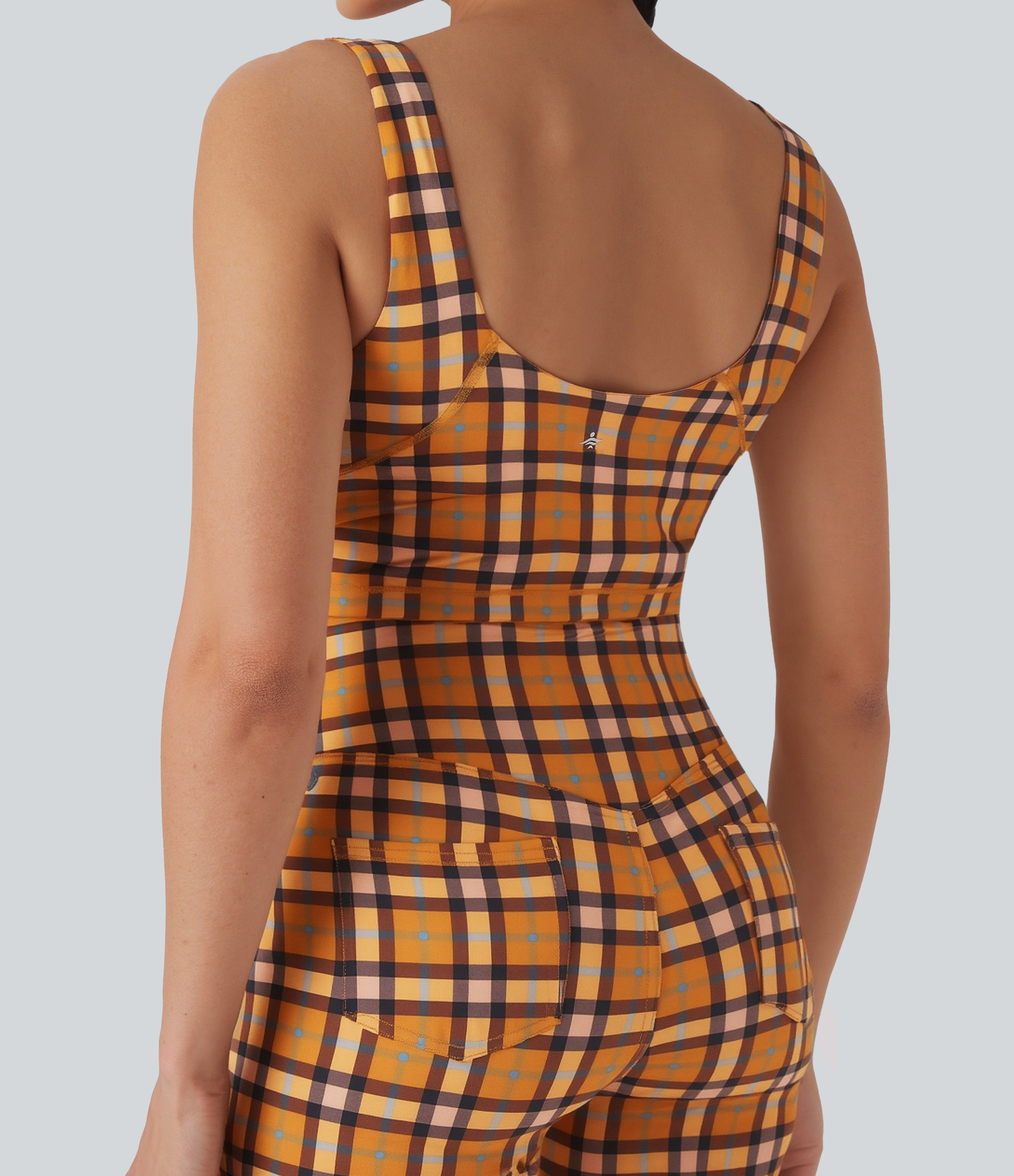 V-Ausschnitt kariertes InstantCool-Cropped-Yoga-Tanktop