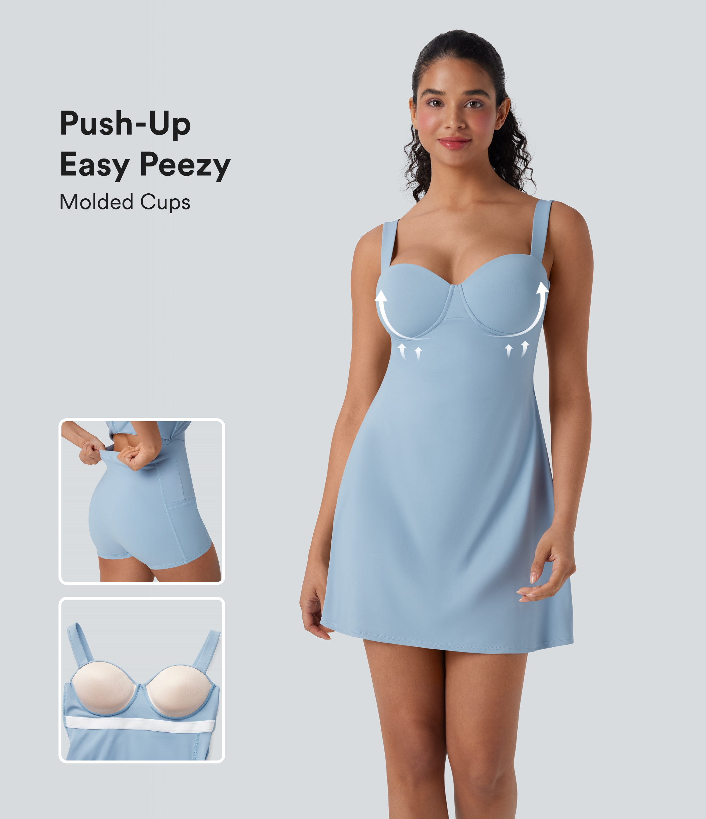 Angel Falls Vestido de tenis Breezeful™ de secado rápido con copas moldeadas push-up con espalda descubierta, hebilla ajustable y lazo en la espalda - Easy Peezy / 1